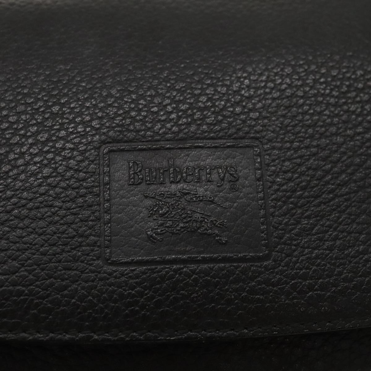 Burberrys Shoulder Bag Leather Black Gold Auth ep8502