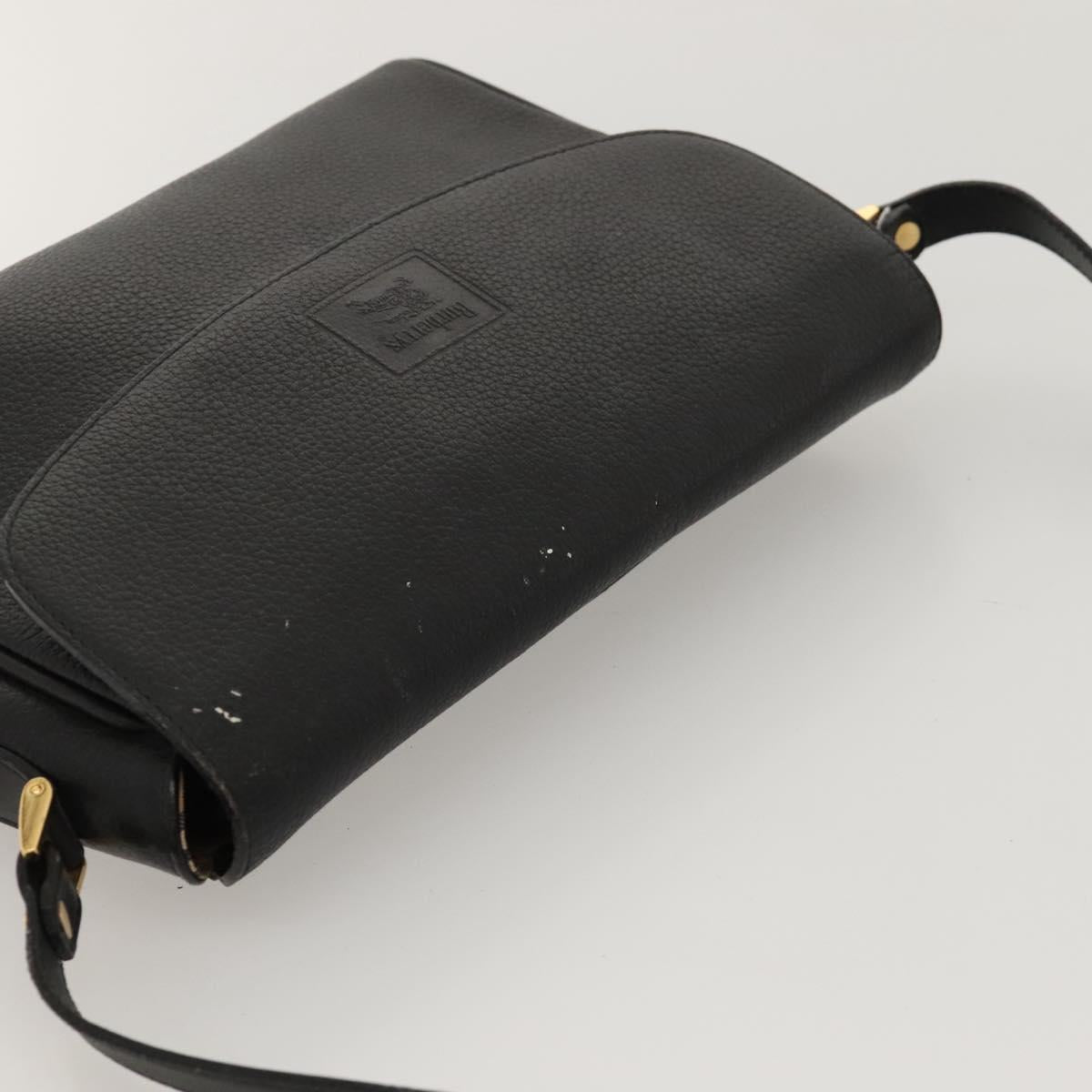 Burberrys Shoulder Bag Leather Black Gold Auth ep8502
