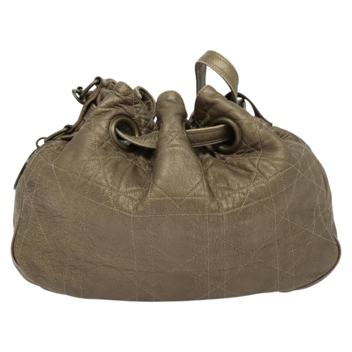 Christian Dior Canage Shoulder Bag Leather Brown Auth ep8509
