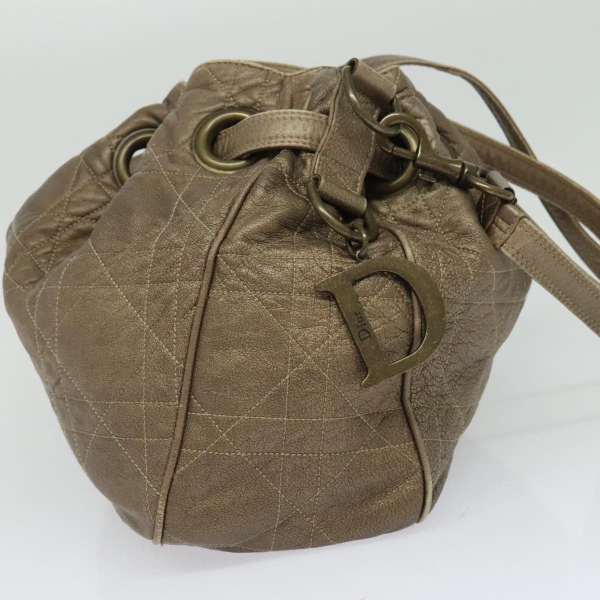 Christian Dior Canage Shoulder Bag Leather Brown Auth ep8509