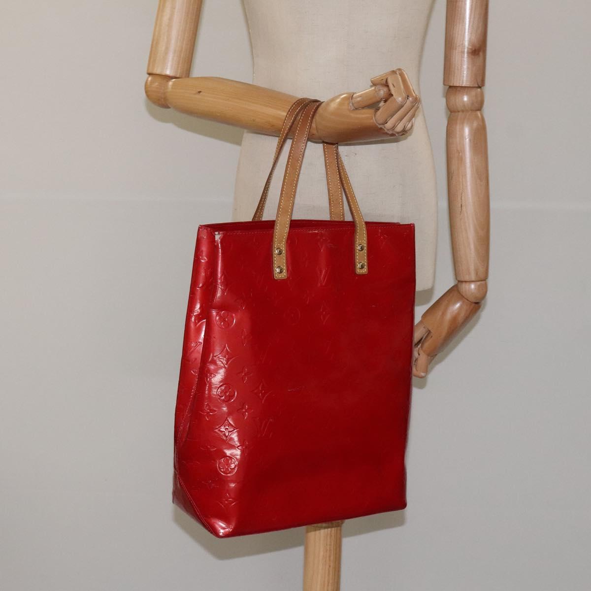 LOUIS VUITTON Monogram Vernis Reade MM Hand Bag Red Rouge M91086 LV Auth ep8521