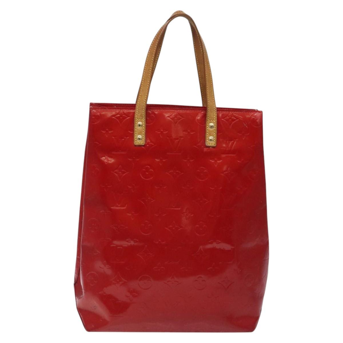 LOUIS VUITTON Monogram Vernis Reade MM Hand Bag Red Rouge M91086 LV Auth ep8521