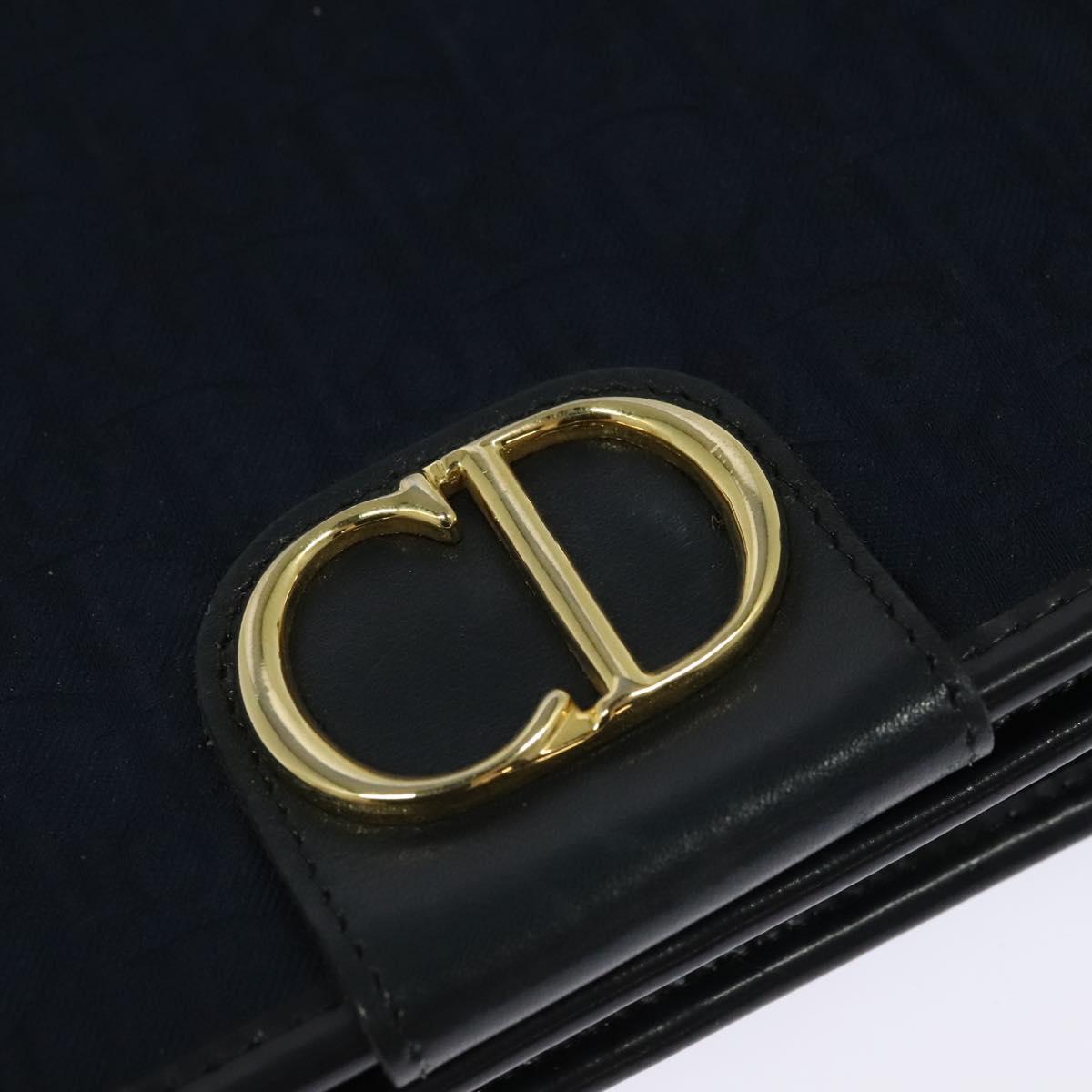 Christian Dior Trotter Canvas Shoulder Bag Navy Gold Auth ep8528