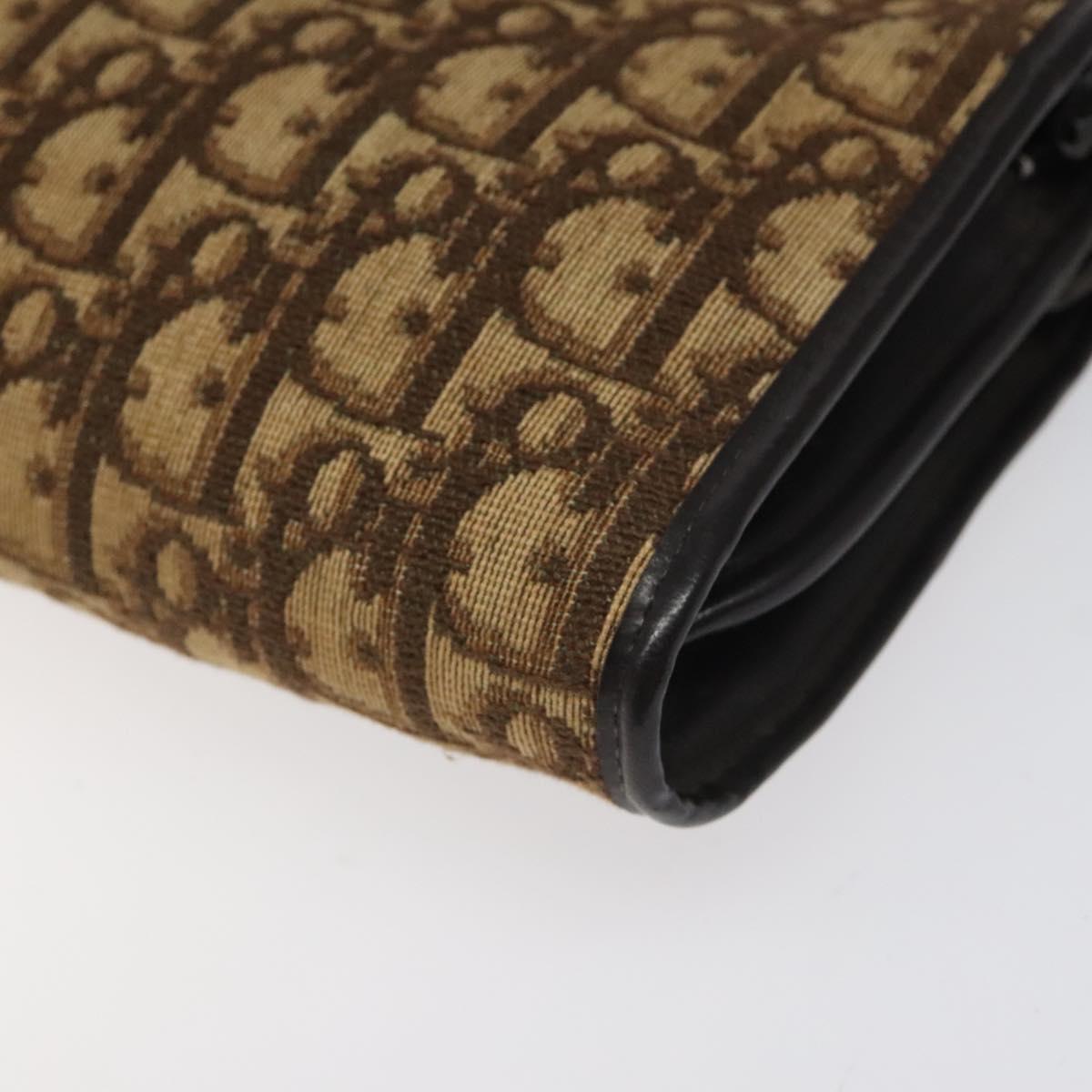 Christian Dior Trotter Canvas Shoulder Bag Brown Gold Auth ep8530