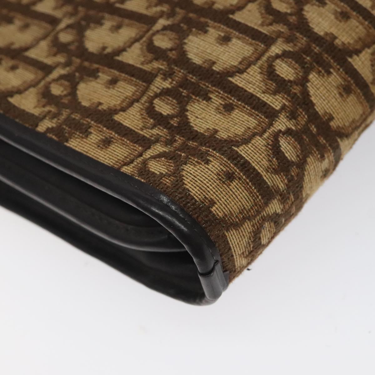 Christian Dior Trotter Canvas Shoulder Bag Brown Gold Auth ep8530