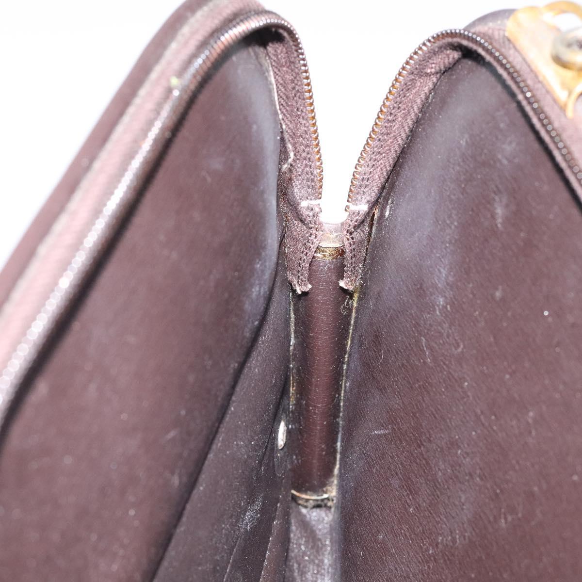 Christian Dior Trotter Canvas Shoulder Bag Brown Gold Auth ep8530