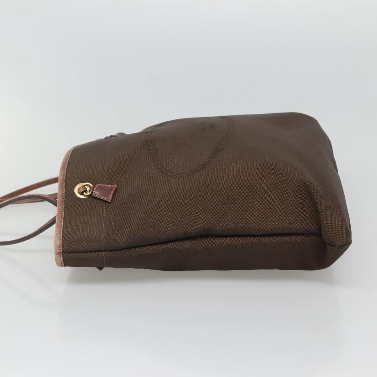 PRADA Tote Bag Canvas Brown Gold Auth ep8562