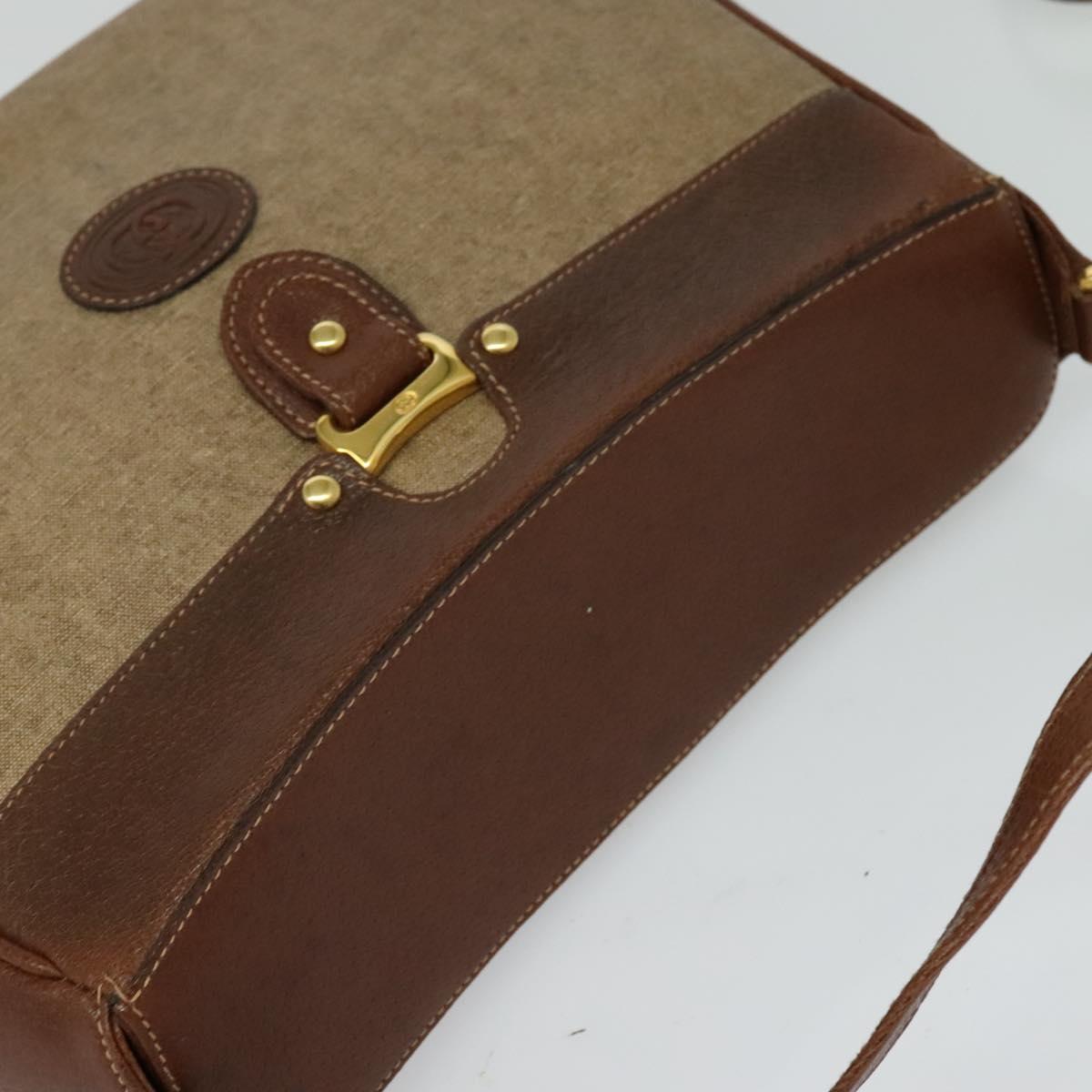 GUCCI Shoulder Bag PVC Brown Gold Auth ep8569