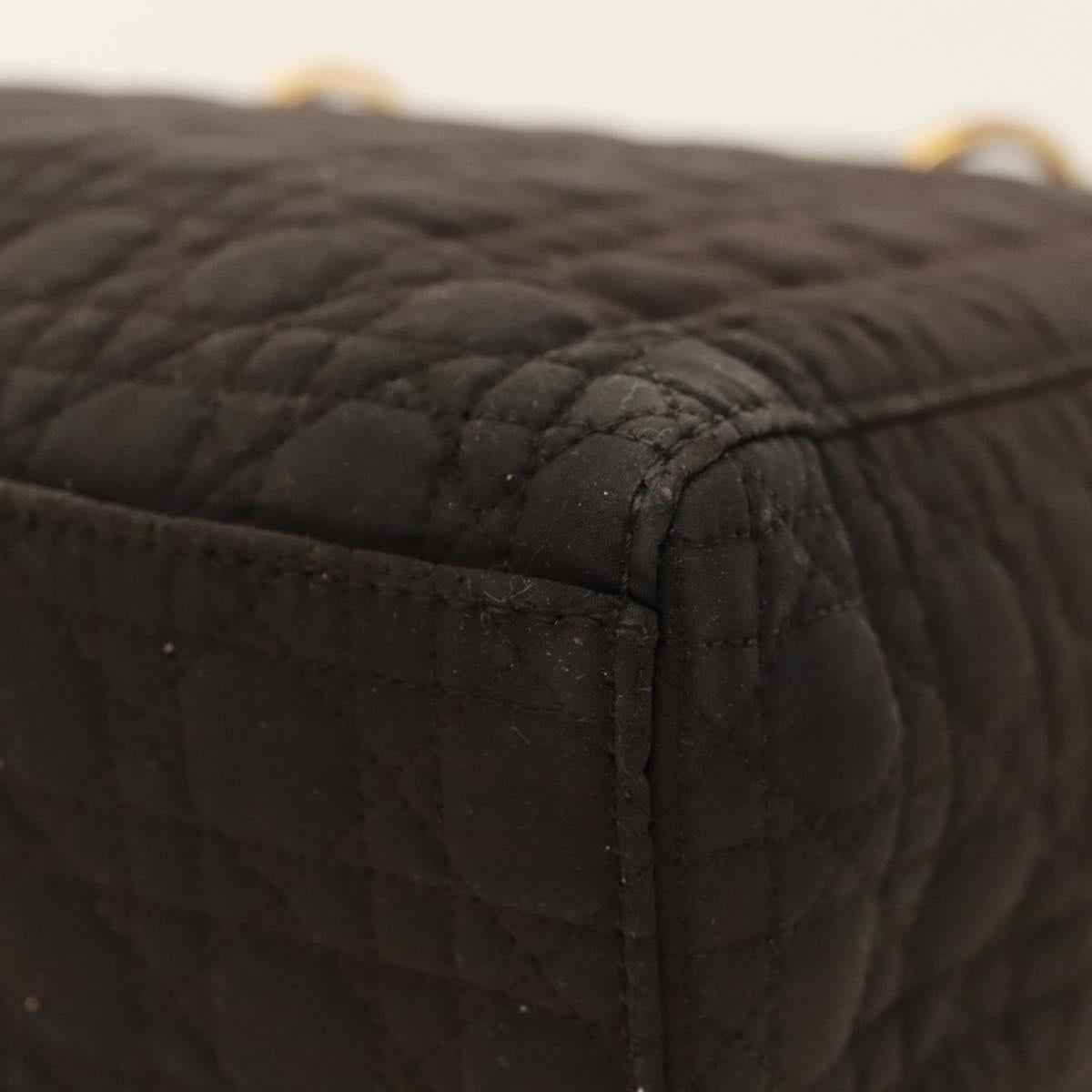 Christian Dior Canage Hand Bag Nylon Brown Gold Auth ep8590