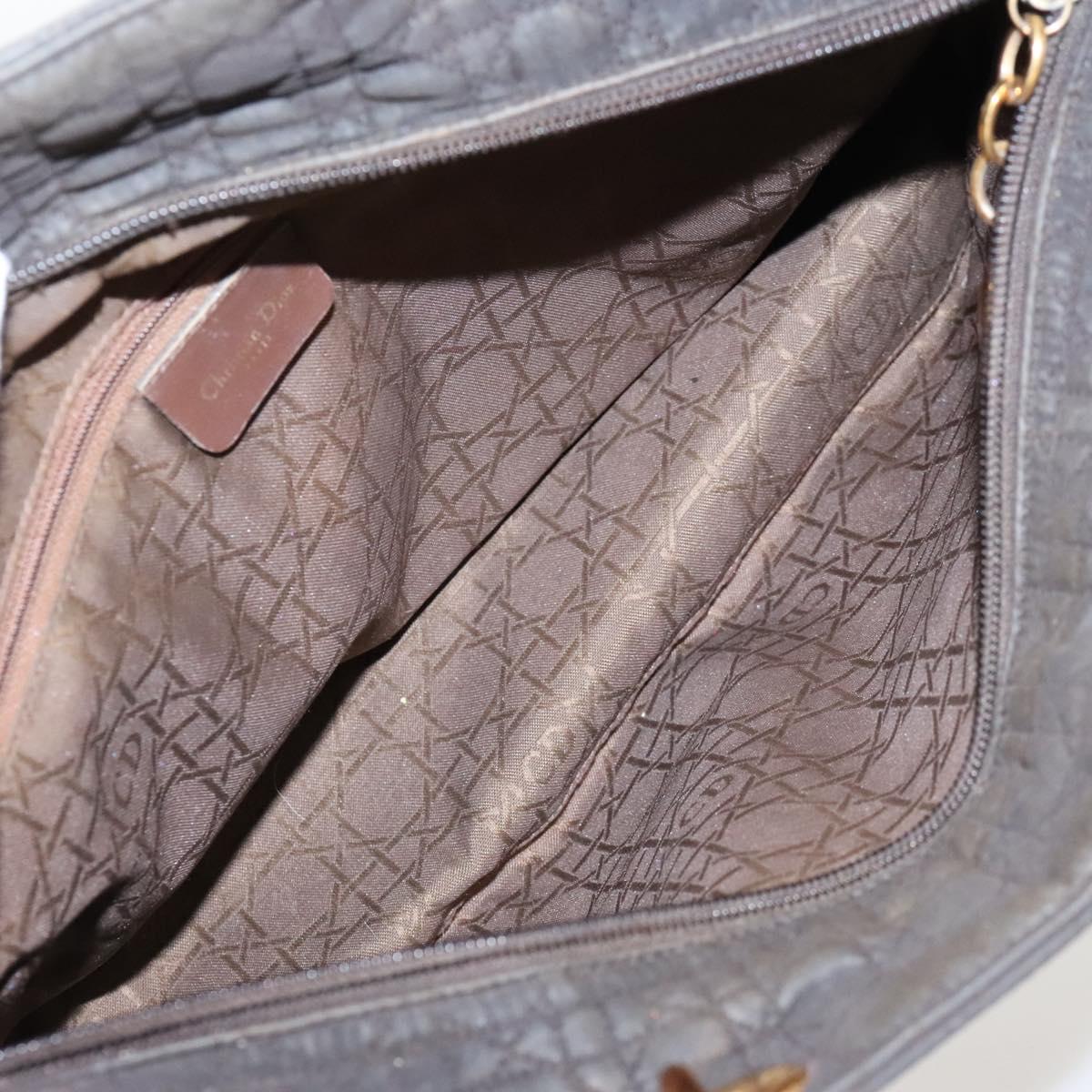 Christian Dior Canage Hand Bag Nylon Brown Gold Auth ep8590