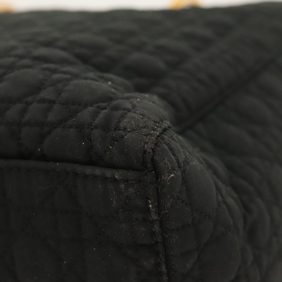 Christian Dior Canage Hand Bag Nylon Black Gold Auth ep8591