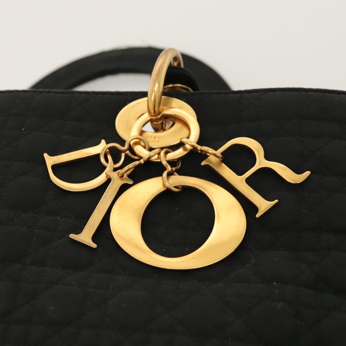 Christian Dior Canage Hand Bag Nylon Black Gold Auth ep8591