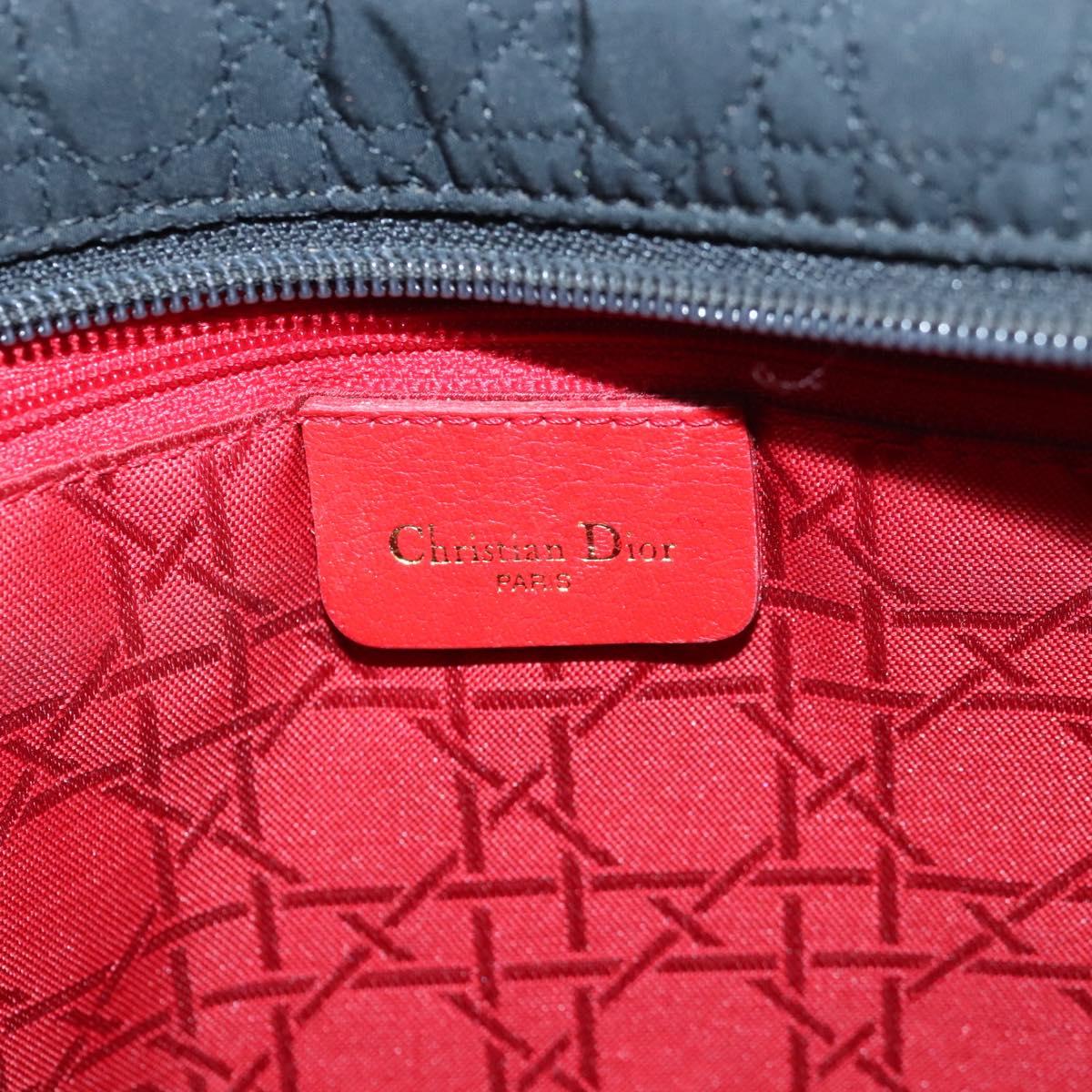 Christian Dior Canage Hand Bag Nylon Black Gold Auth ep8591