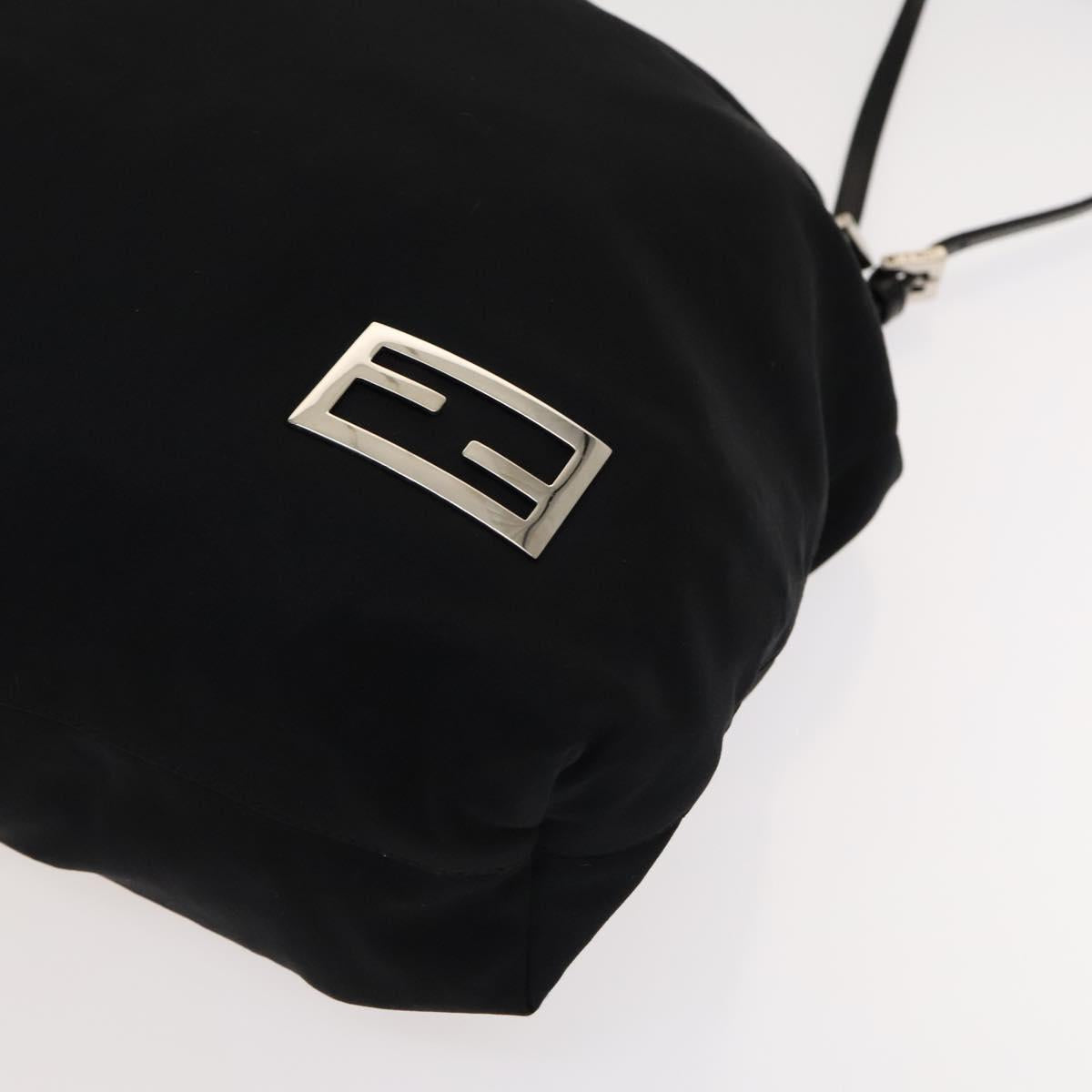 FENDI Tote Bag Nylon Black Silver Auth ep8593