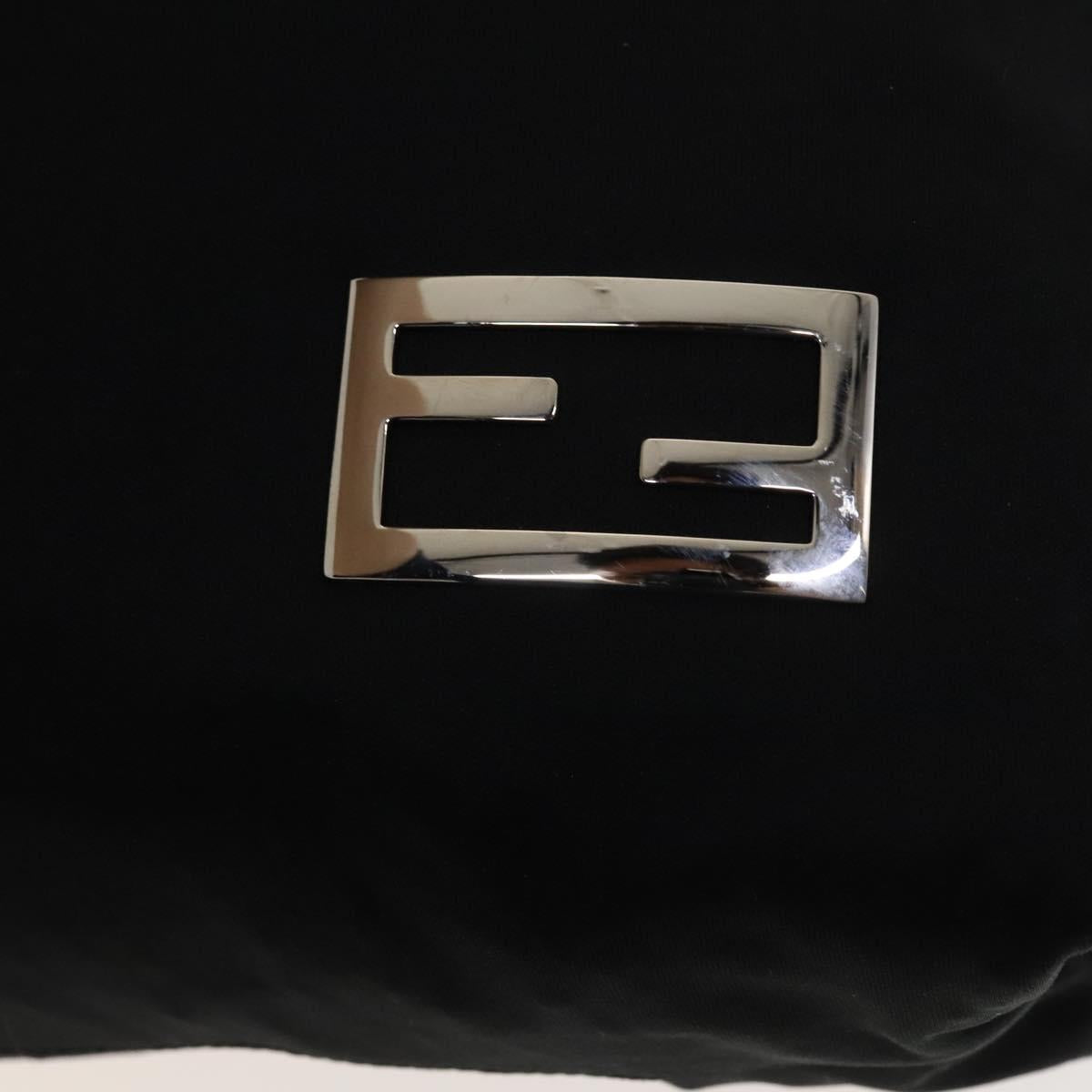 FENDI Tote Bag Nylon Black Silver Auth ep8593