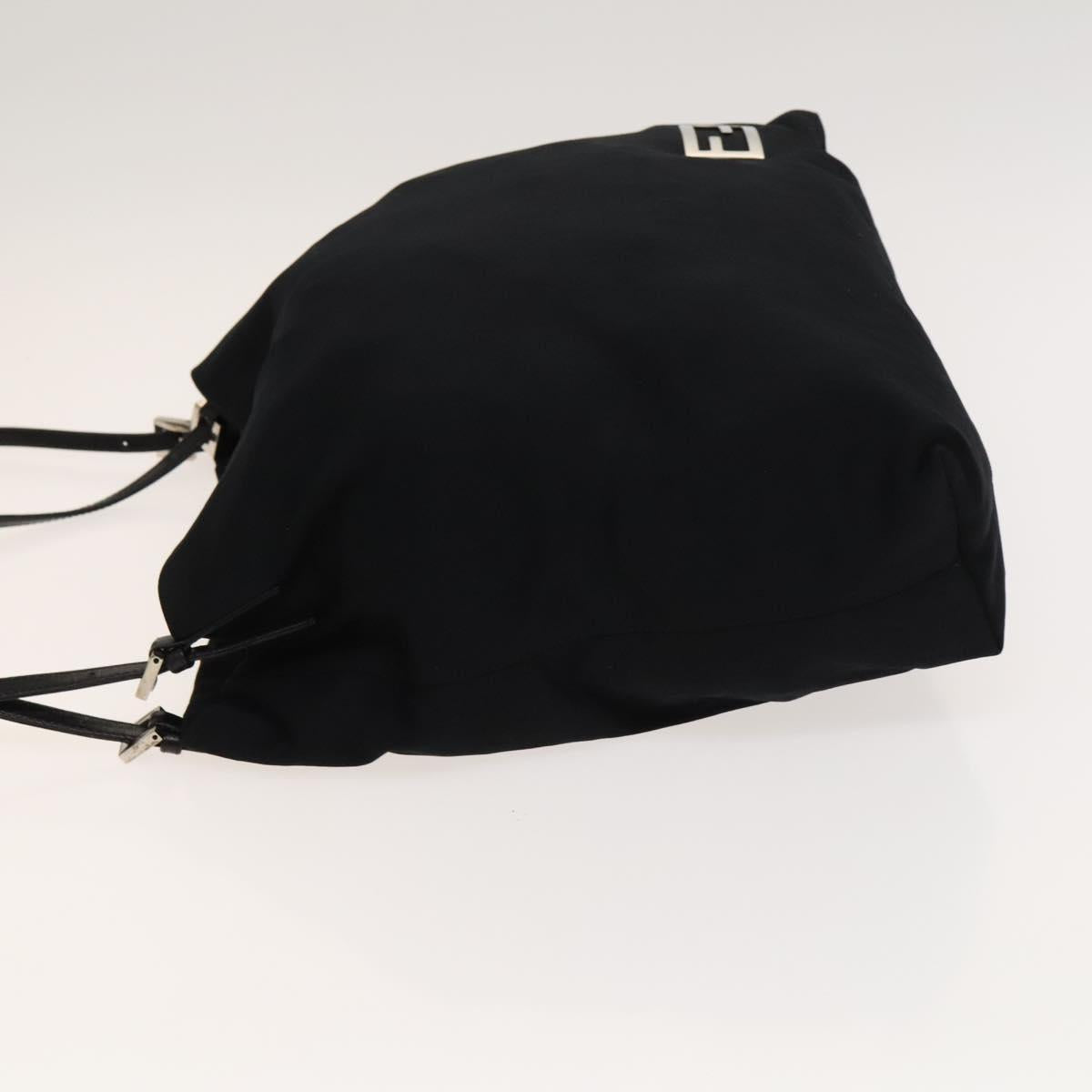 FENDI Tote Bag Nylon Black Silver Auth ep8593