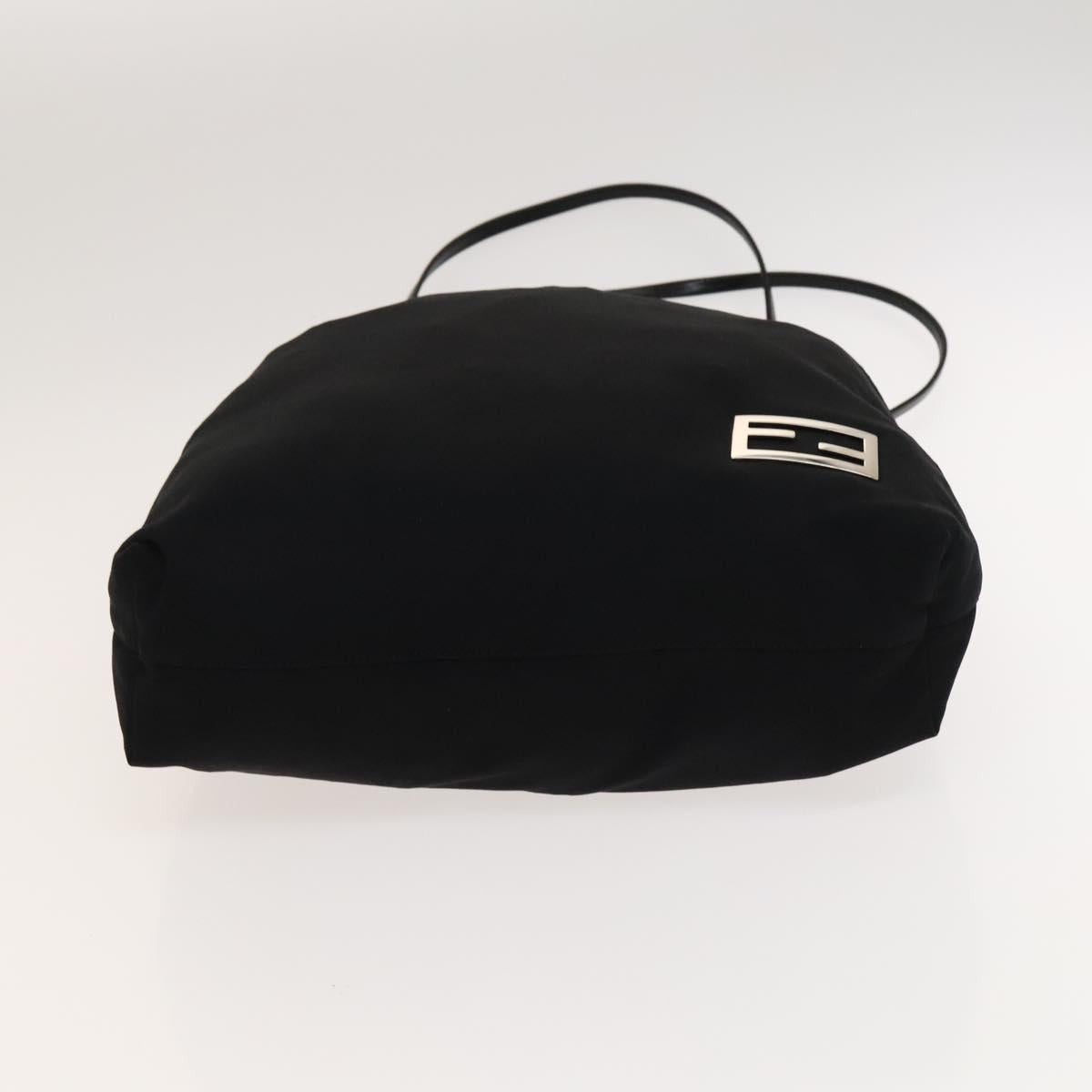 FENDI Tote Bag Nylon Black Silver Auth ep8593