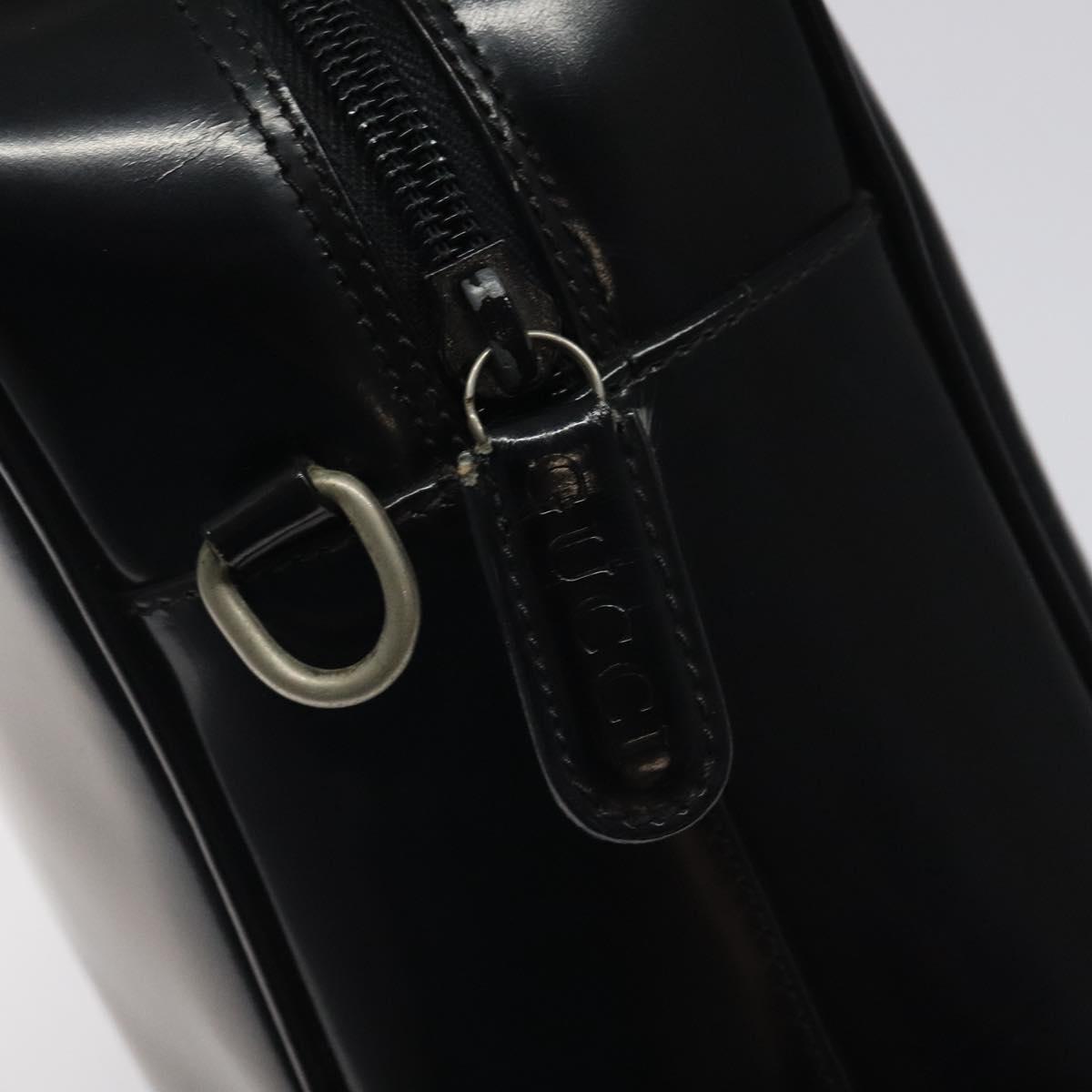 GUCCI Hand Bag Patent Leather Black Silver 000 1274 0505 Auth ep8594