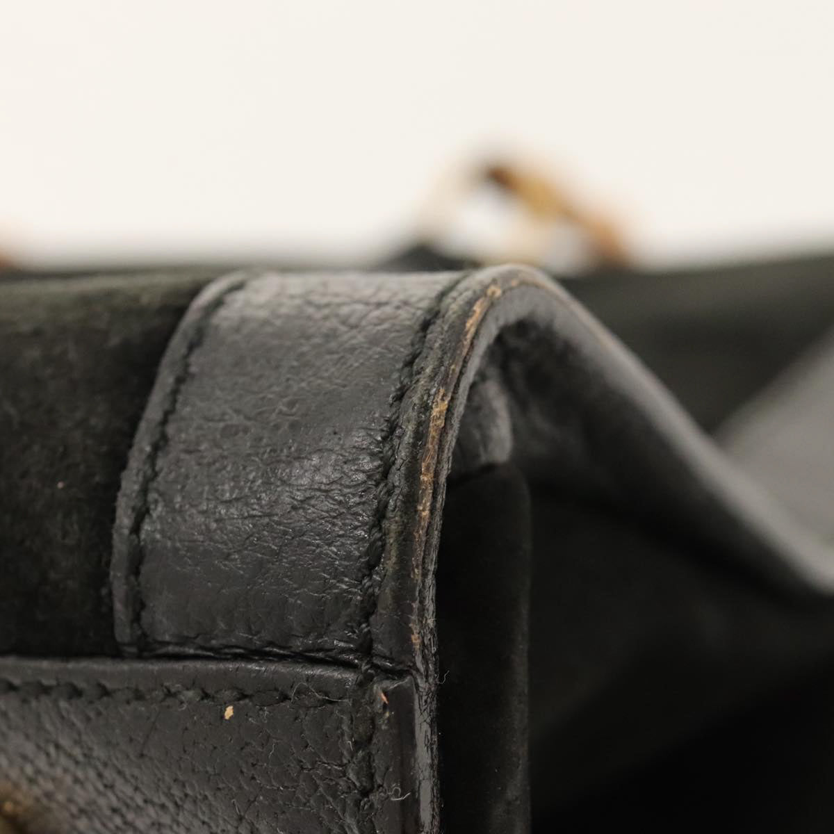 GUCCI Bamboo Hand Bag Suede Black Gold 002 1186 0260 Auth ep8603