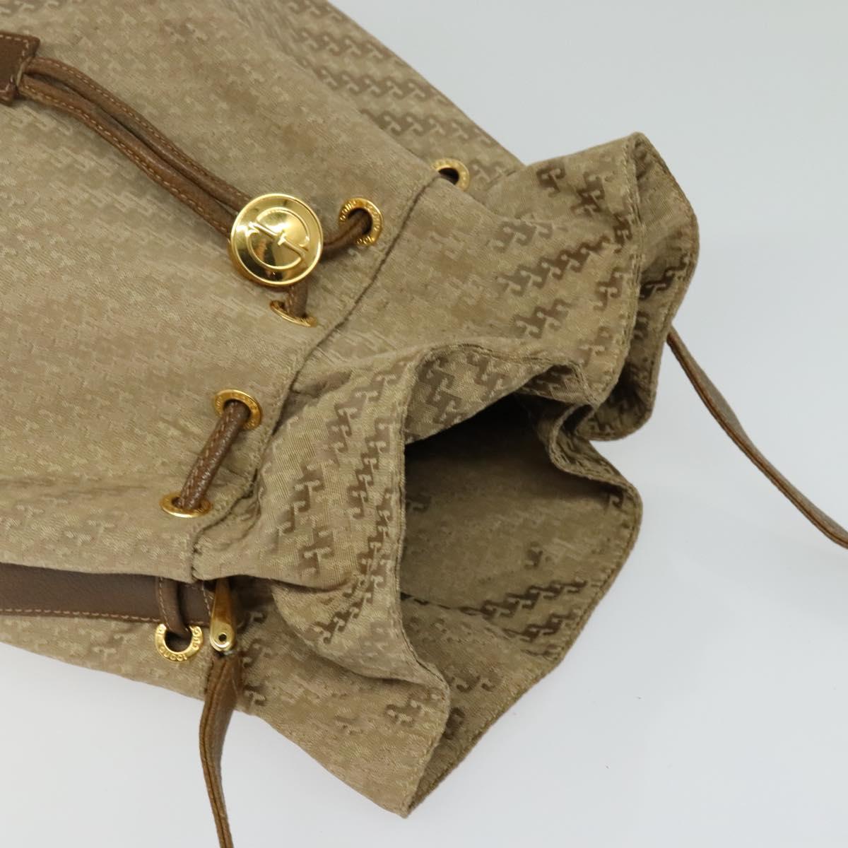 GUCCI Shoulder Bag Canvas Beige Gold Auth ep8623