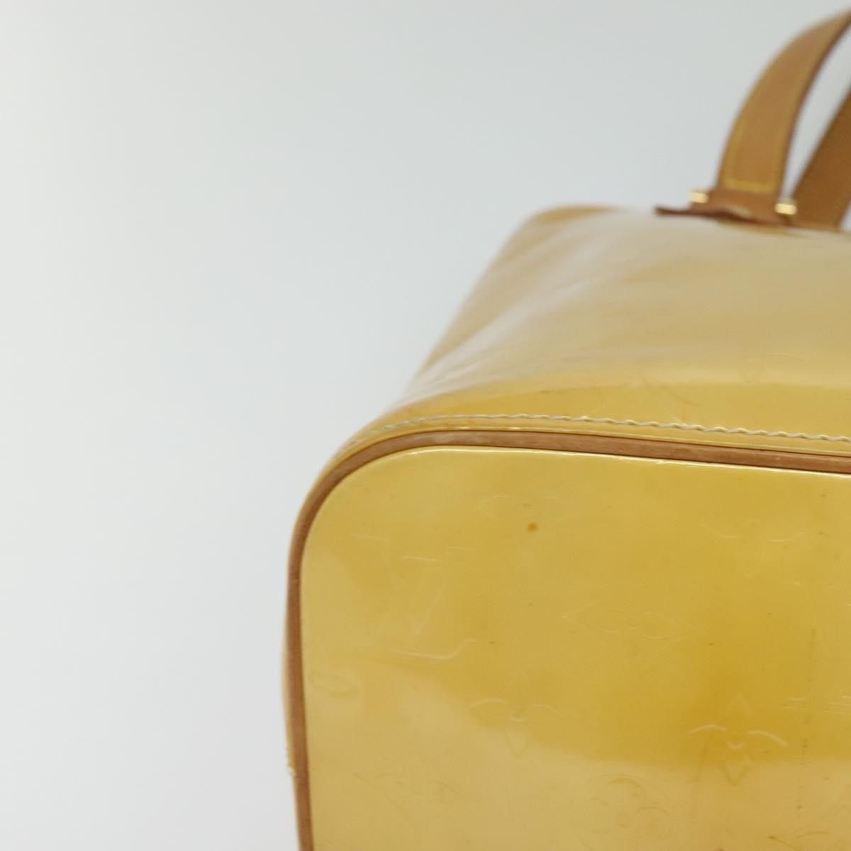 LOUIS VUITTON Monogram Vernis Houston Hand Bag Beige M91004 LV Auth ep8635