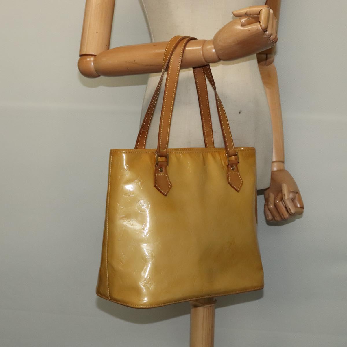 LOUIS VUITTON Monogram Vernis Houston Hand Bag Beige M91004 LV Auth ep8635
