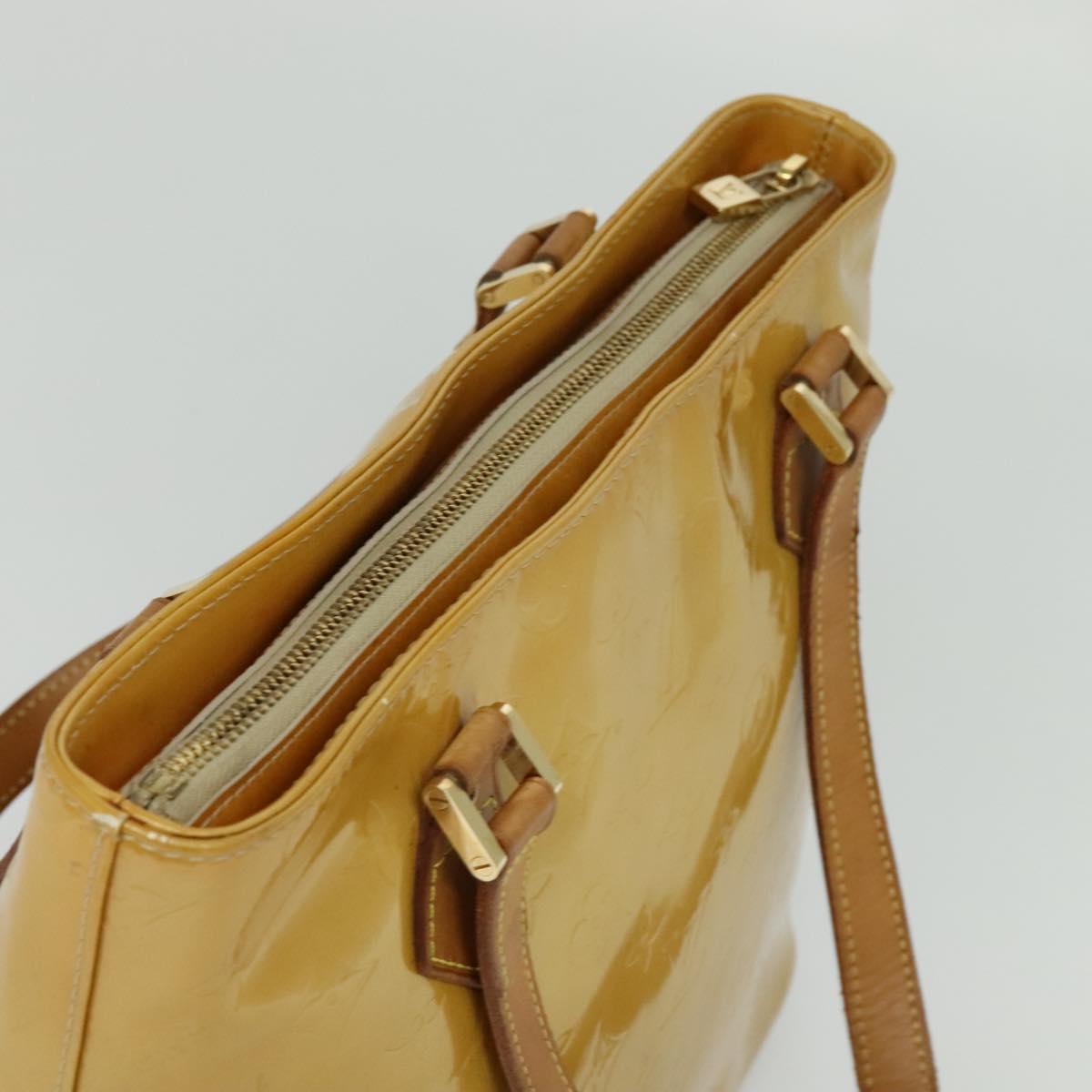 LOUIS VUITTON Monogram Vernis Houston Hand Bag Beige M91004 LV Auth ep8635