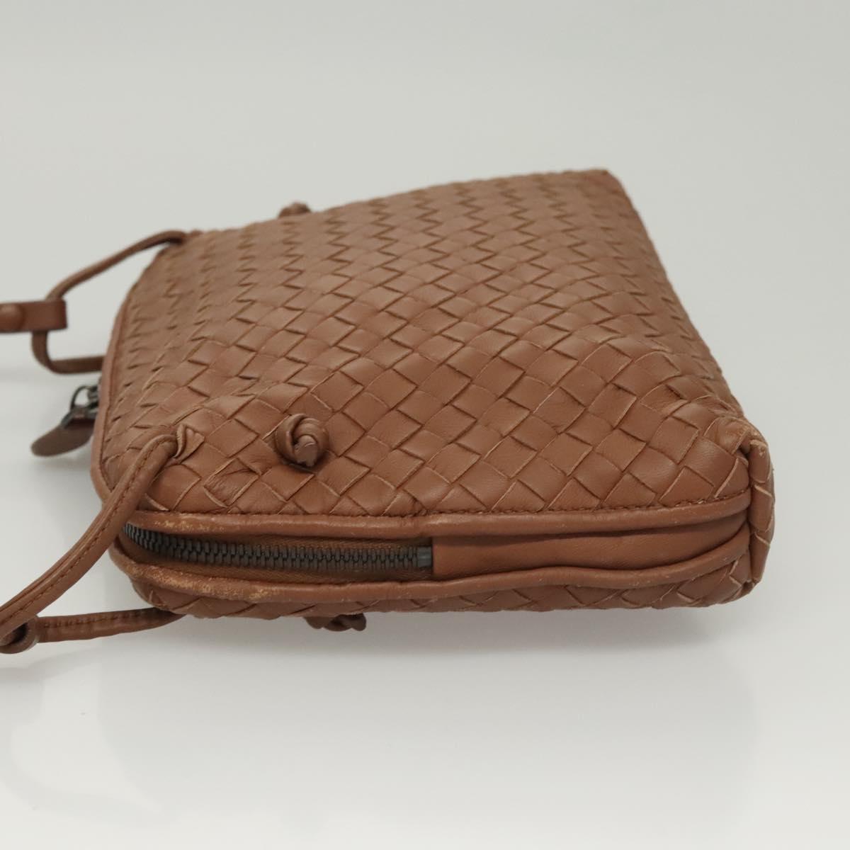 BOTTEGA VENETA INTRECCIATO Shoulder Bag Leather Brown Auth ep8637V