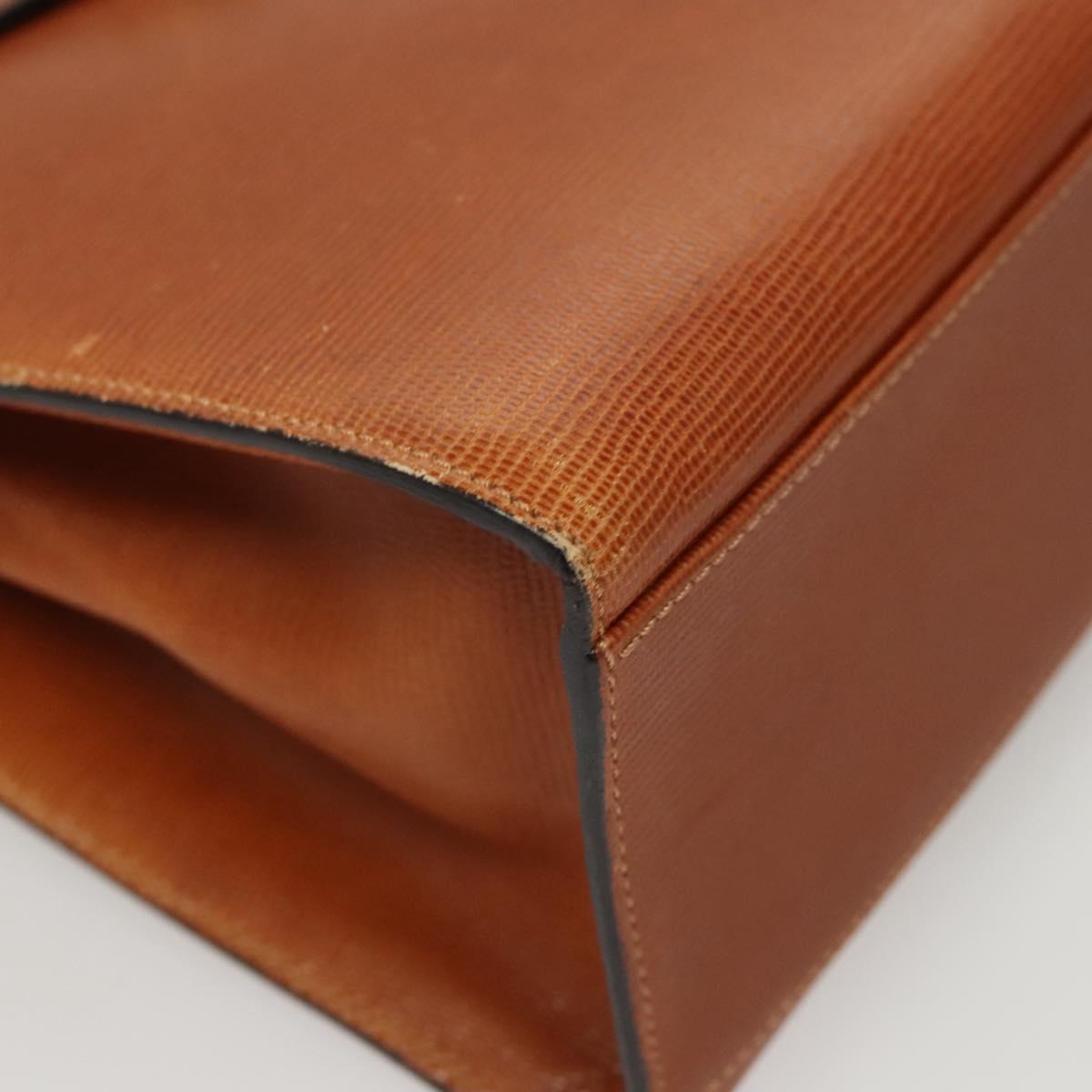 CELINE Hand Bag Leather Brown Gold Auth ep8641