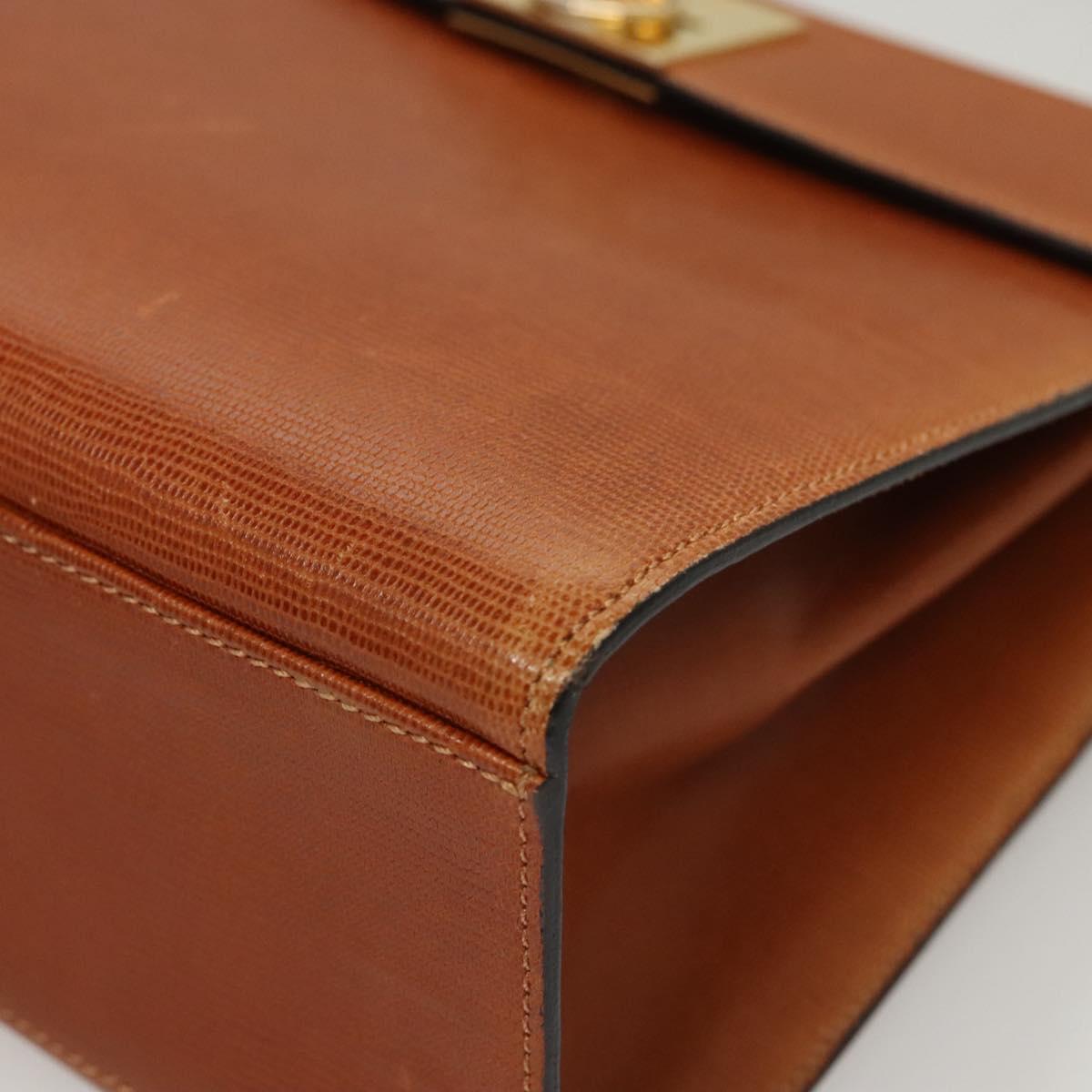 CELINE Hand Bag Leather Brown Gold Auth ep8641