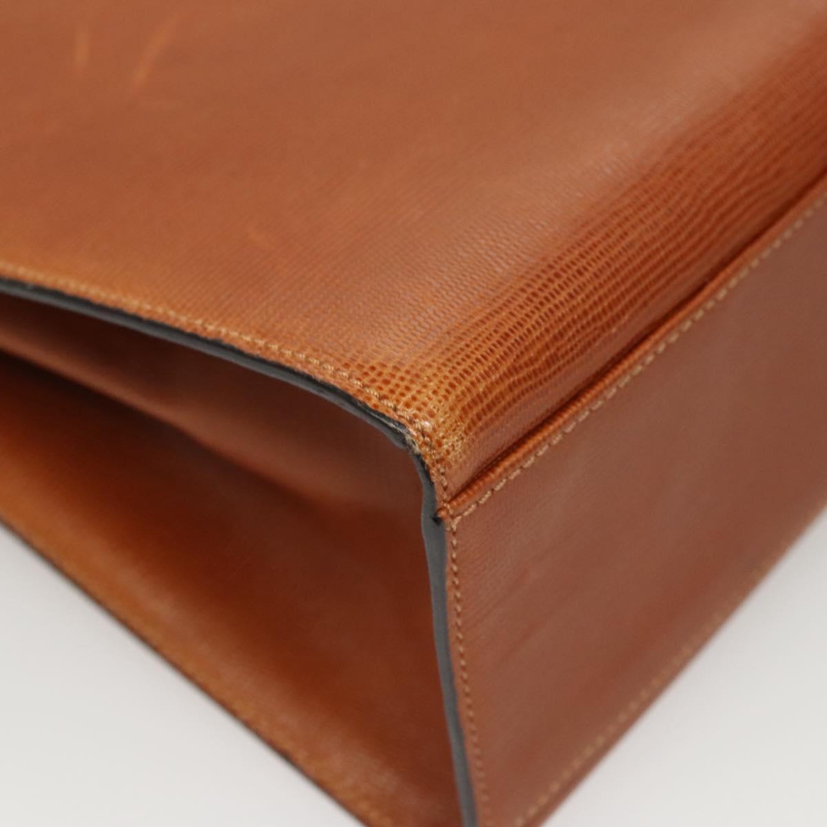 CELINE Hand Bag Leather Brown Gold Auth ep8641