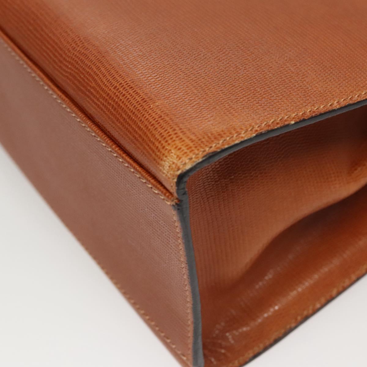 CELINE Hand Bag Leather Brown Gold Auth ep8641