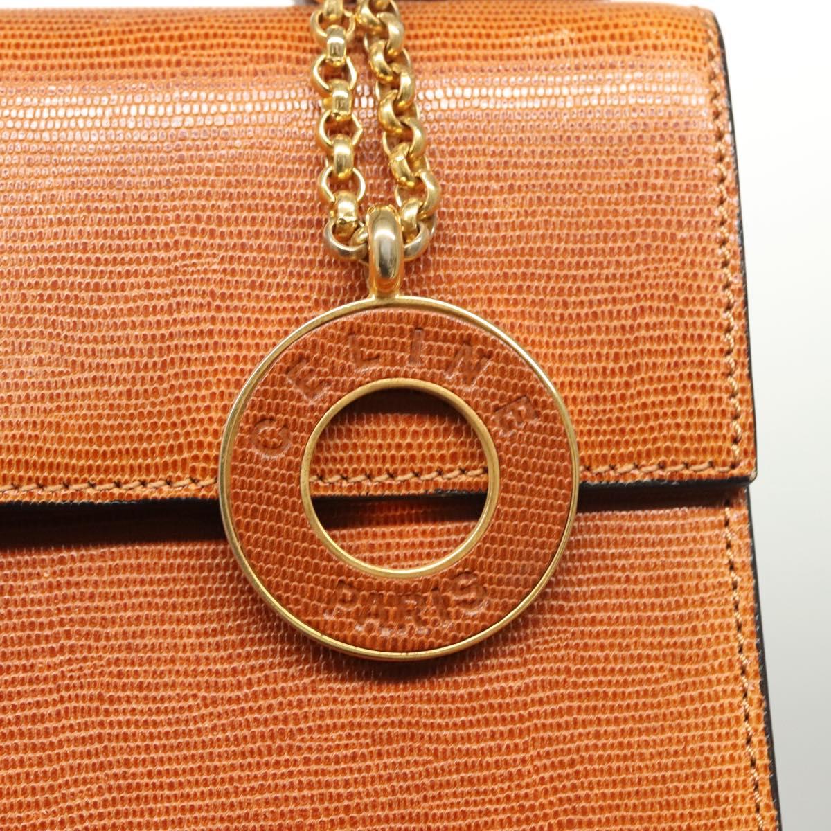 CELINE Hand Bag Leather Brown Gold Auth ep8641