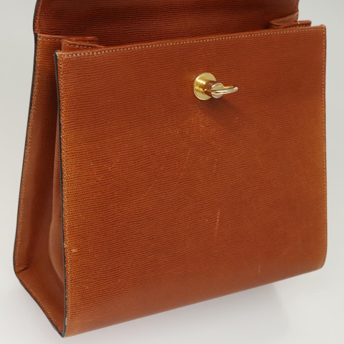 CELINE Hand Bag Leather Brown Gold Auth ep8641