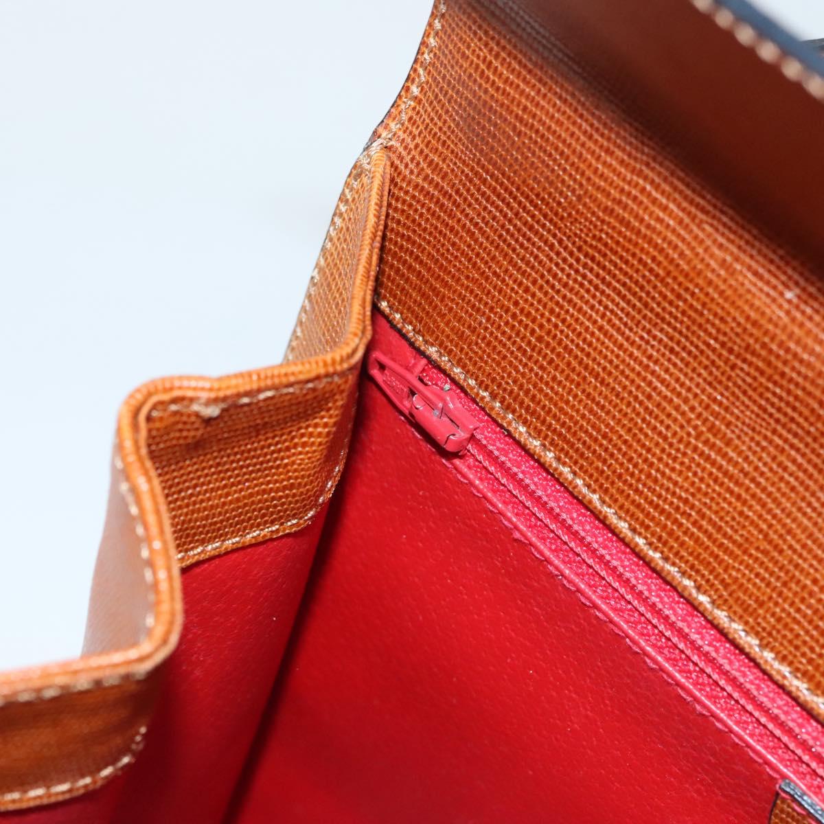 CELINE Hand Bag Leather Brown Gold Auth ep8641