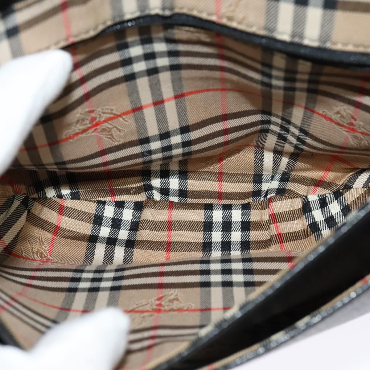 Burberrys Shoulder Bag Leather Black Gold Auth ep8683