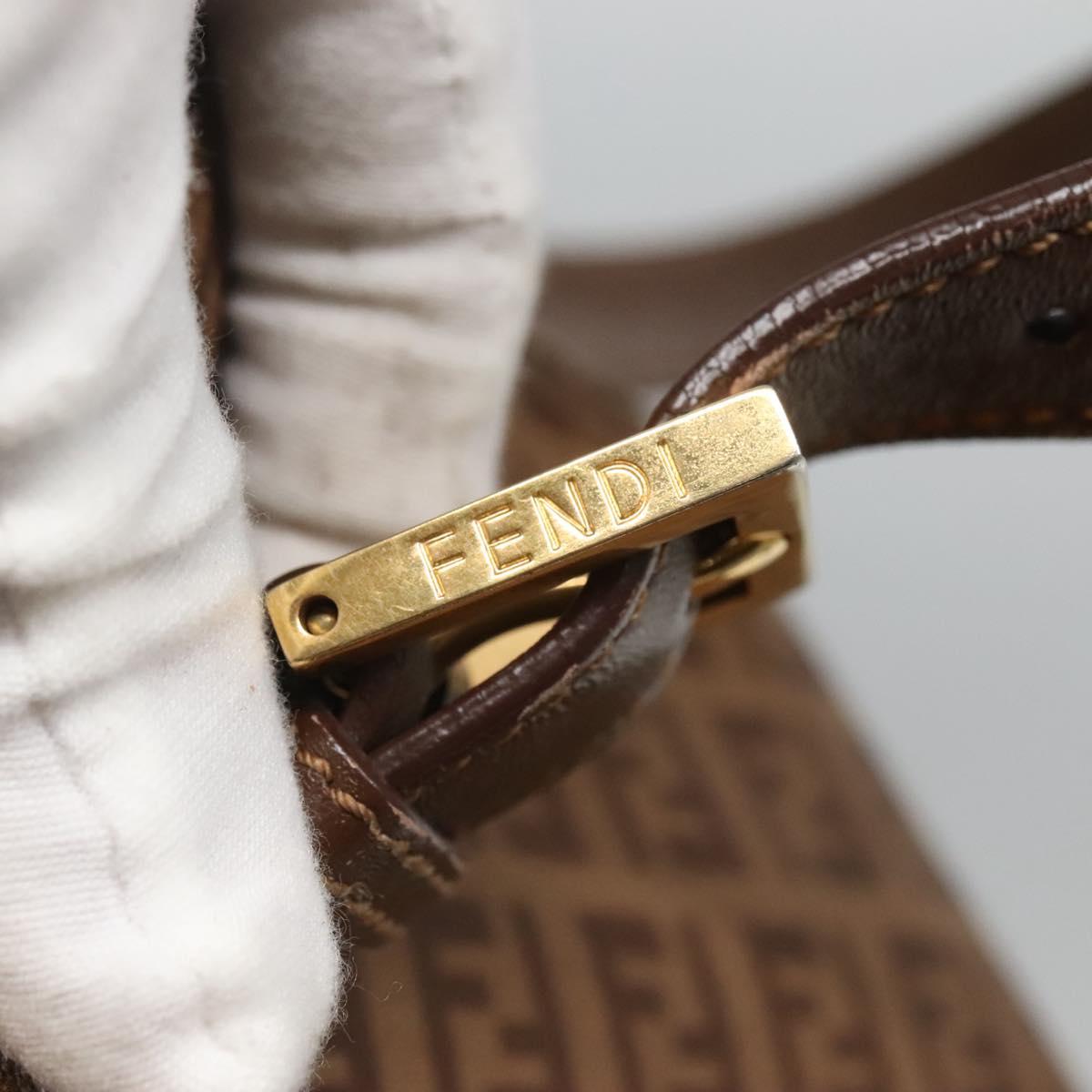 FENDI Zucchino Canvas Tote Bag Beige Gold Auth ep8686
