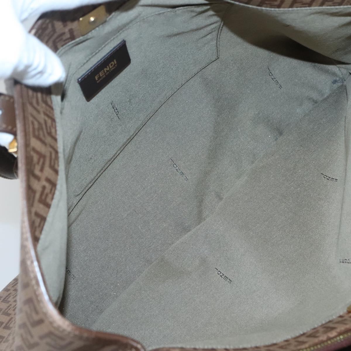 FENDI Zucchino Canvas Tote Bag Beige Gold Auth ep8686