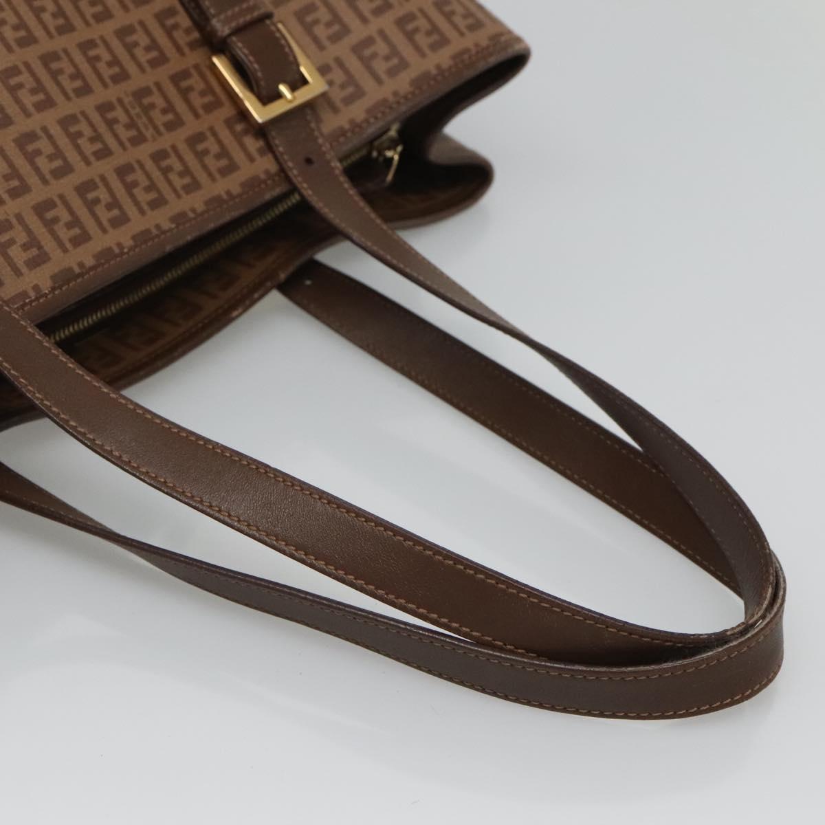 FENDI Zucchino Canvas Tote Bag Beige Gold Auth ep8686