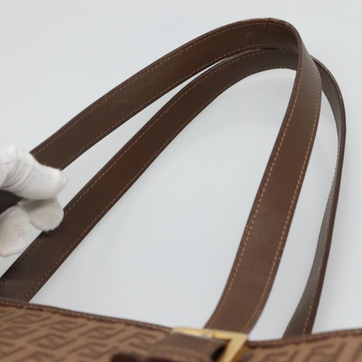 FENDI Zucchino Canvas Tote Bag Beige Gold Auth ep8686