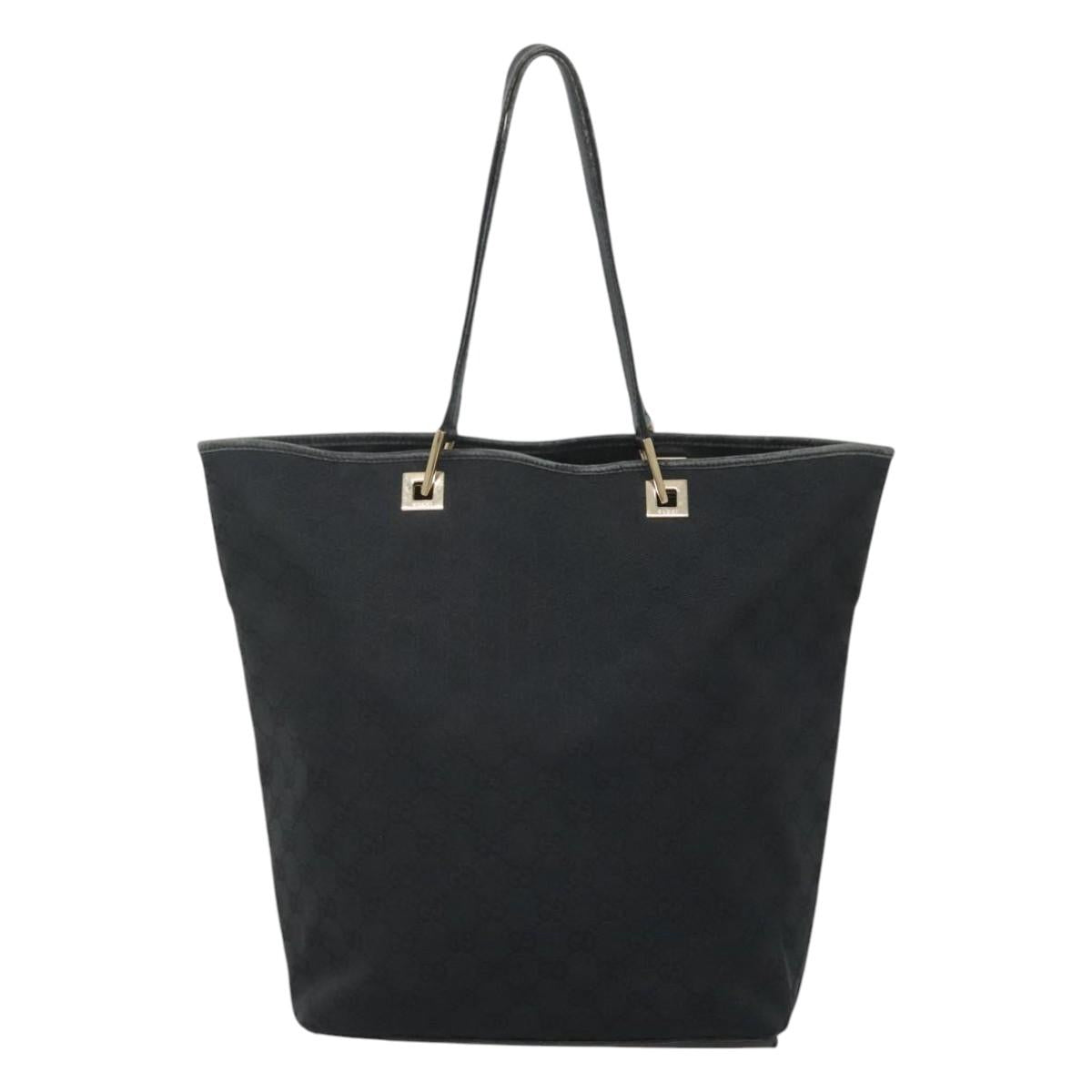 GUCCI GG Canvas Tote Bag Black Gold 002 1098 3444 Auth ep8698