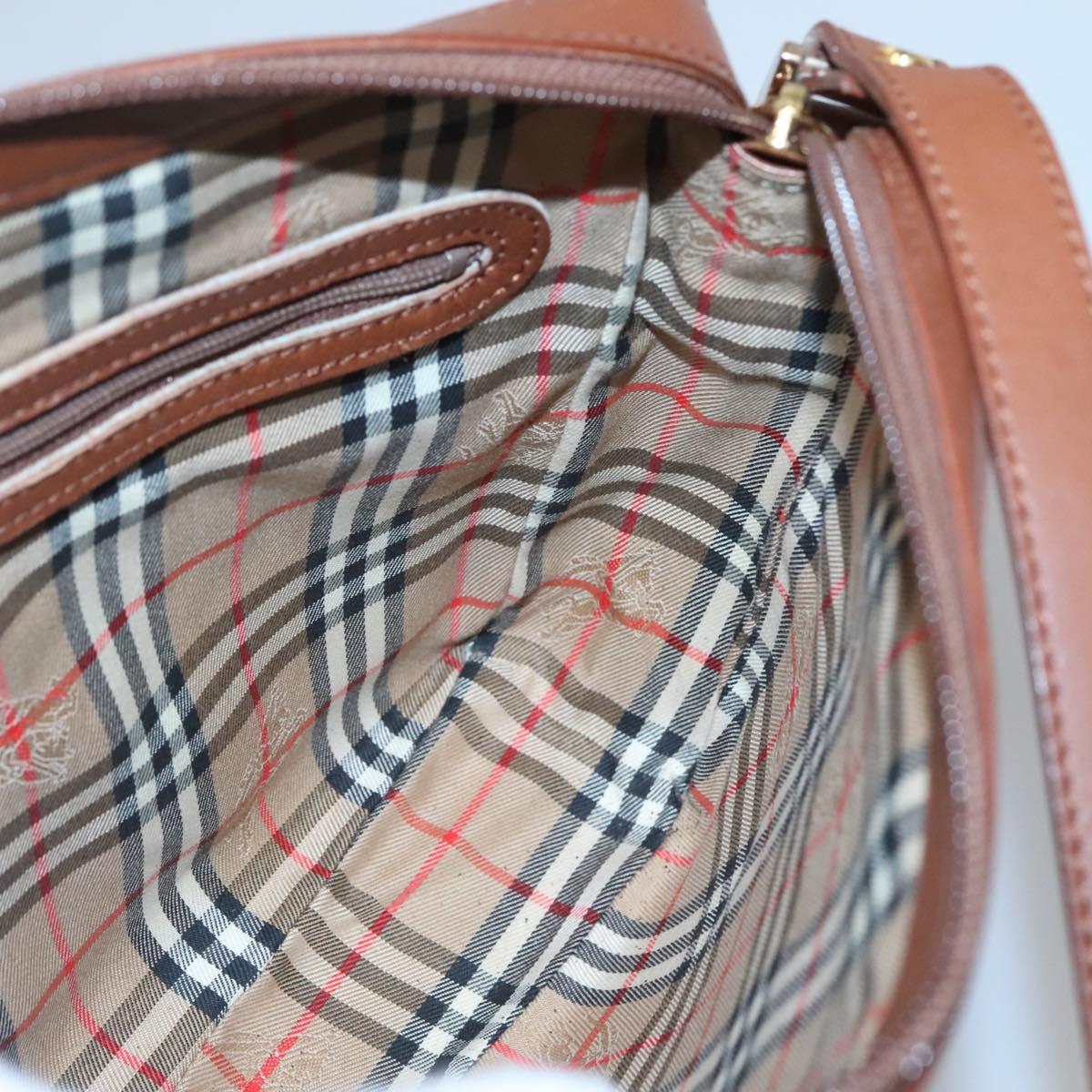 Burberrys Shoulder Bag Leather Brown Gold Auth ep8702