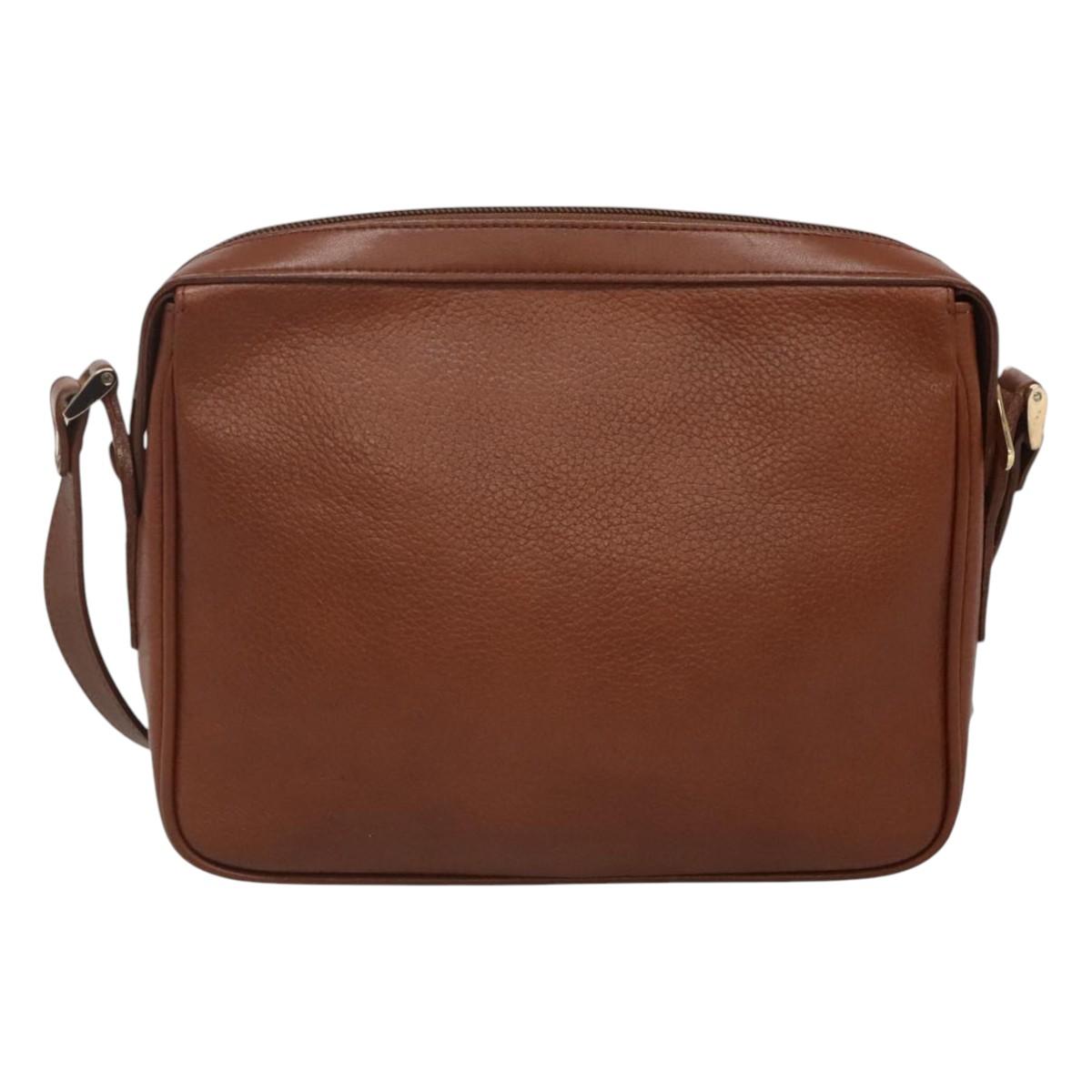 Burberrys Shoulder Bag Leather Brown Gold Auth ep8702