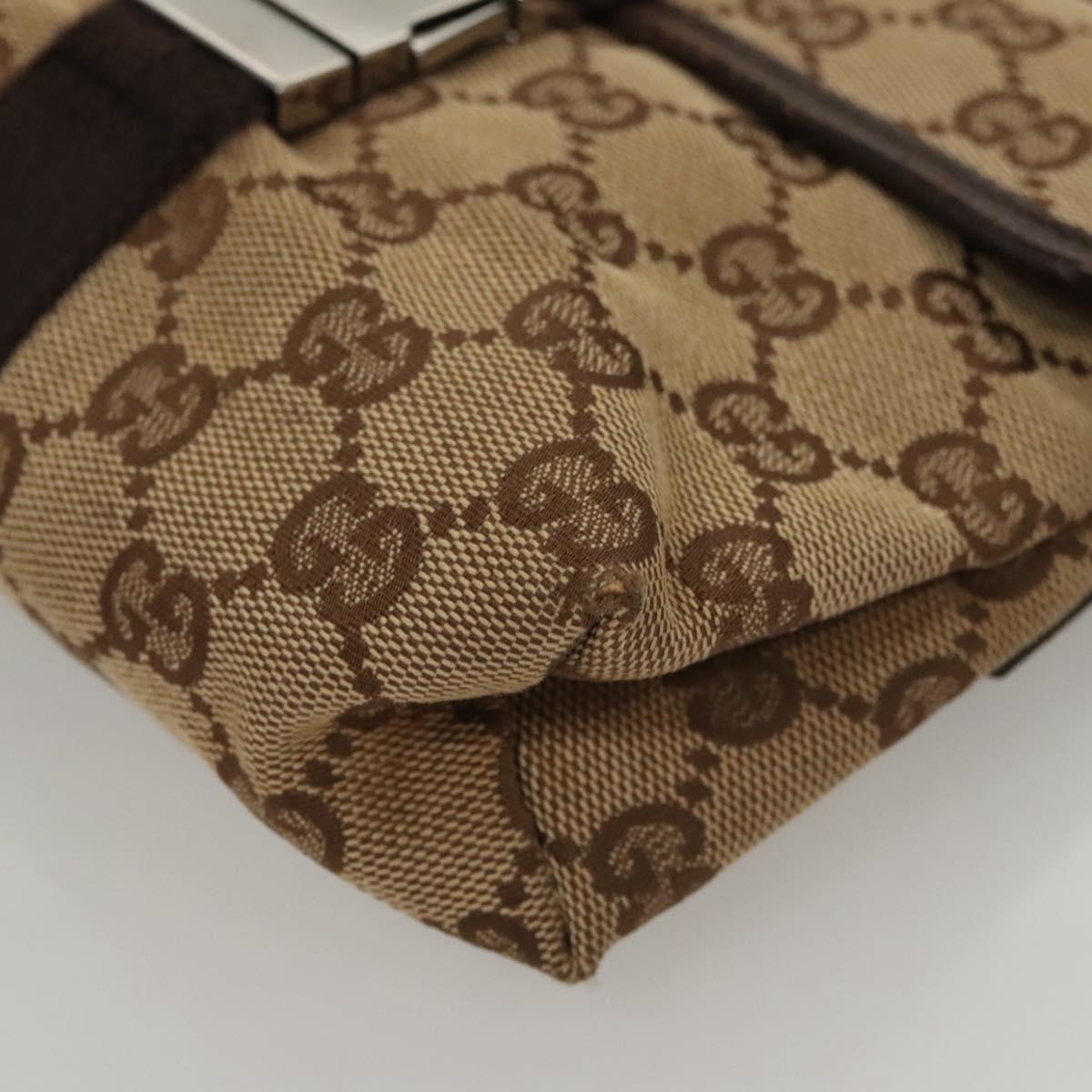 GUCCI GG Canvas Waist bag Beige Silver 131236 Auth ep8703