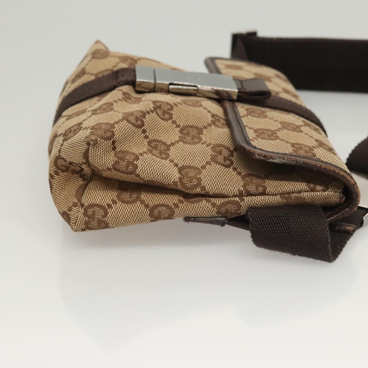 GUCCI GG Canvas Waist bag Beige Silver 131236 Auth ep8703