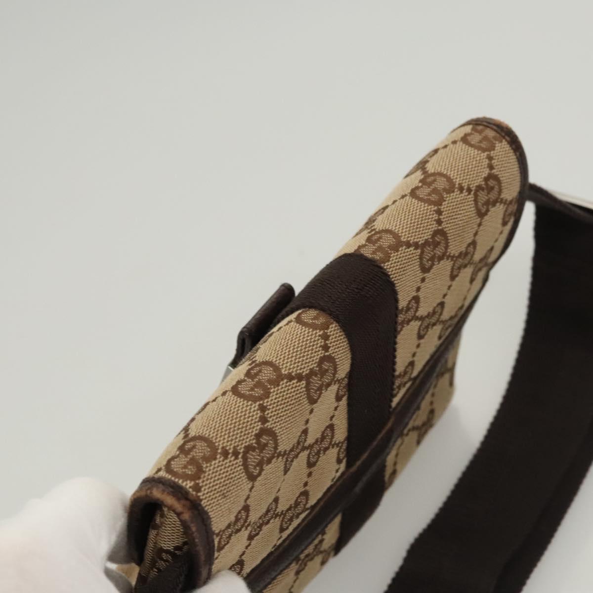 GUCCI GG Canvas Waist bag Beige Silver 131236 Auth ep8703