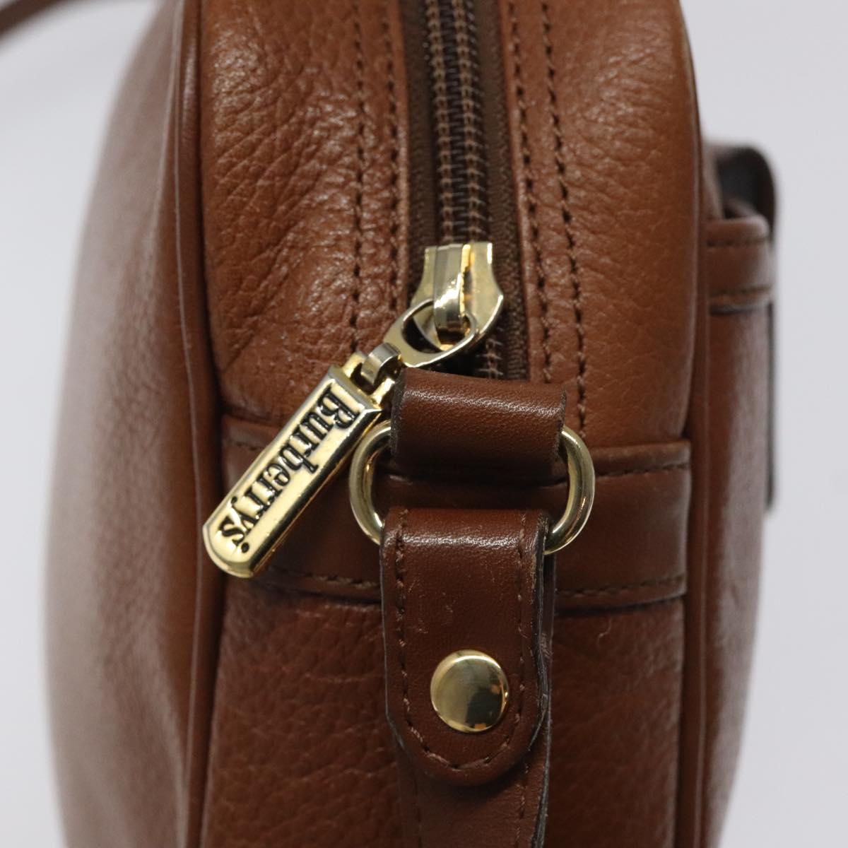 Burberrys Shoulder Bag Leather Brown Gold Auth ep8711