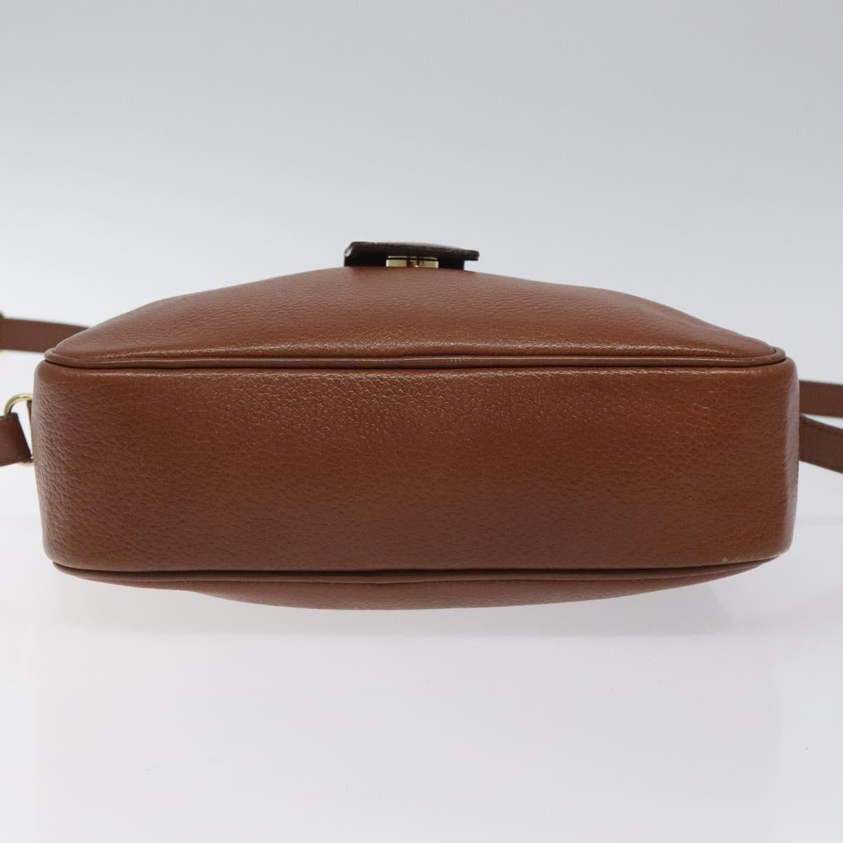 Burberrys Shoulder Bag Leather Brown Gold Auth ep8711