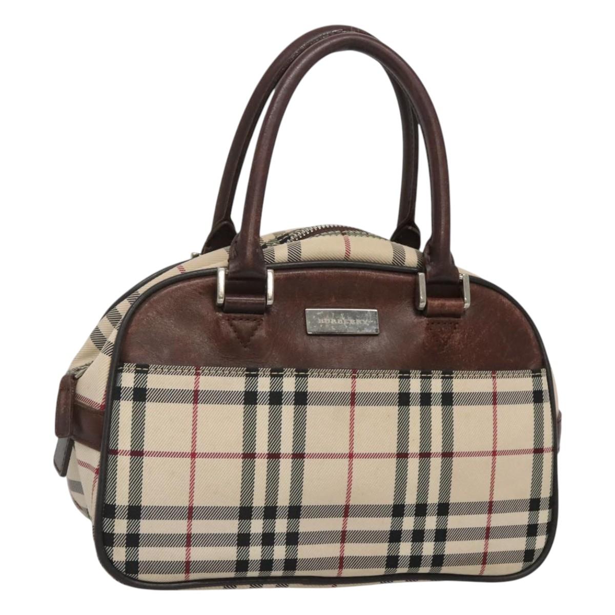 BURBERRY Nova Check Hand Bag Canvas Beige Auth ep8717