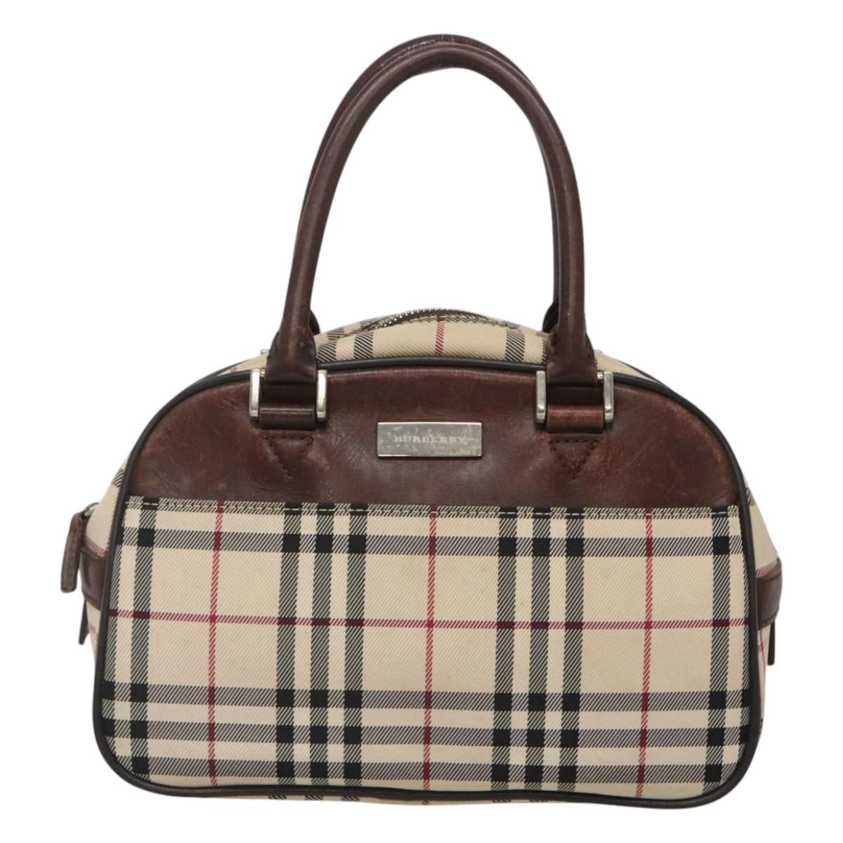 BURBERRY Nova Check Hand Bag Canvas Beige Auth ep8717